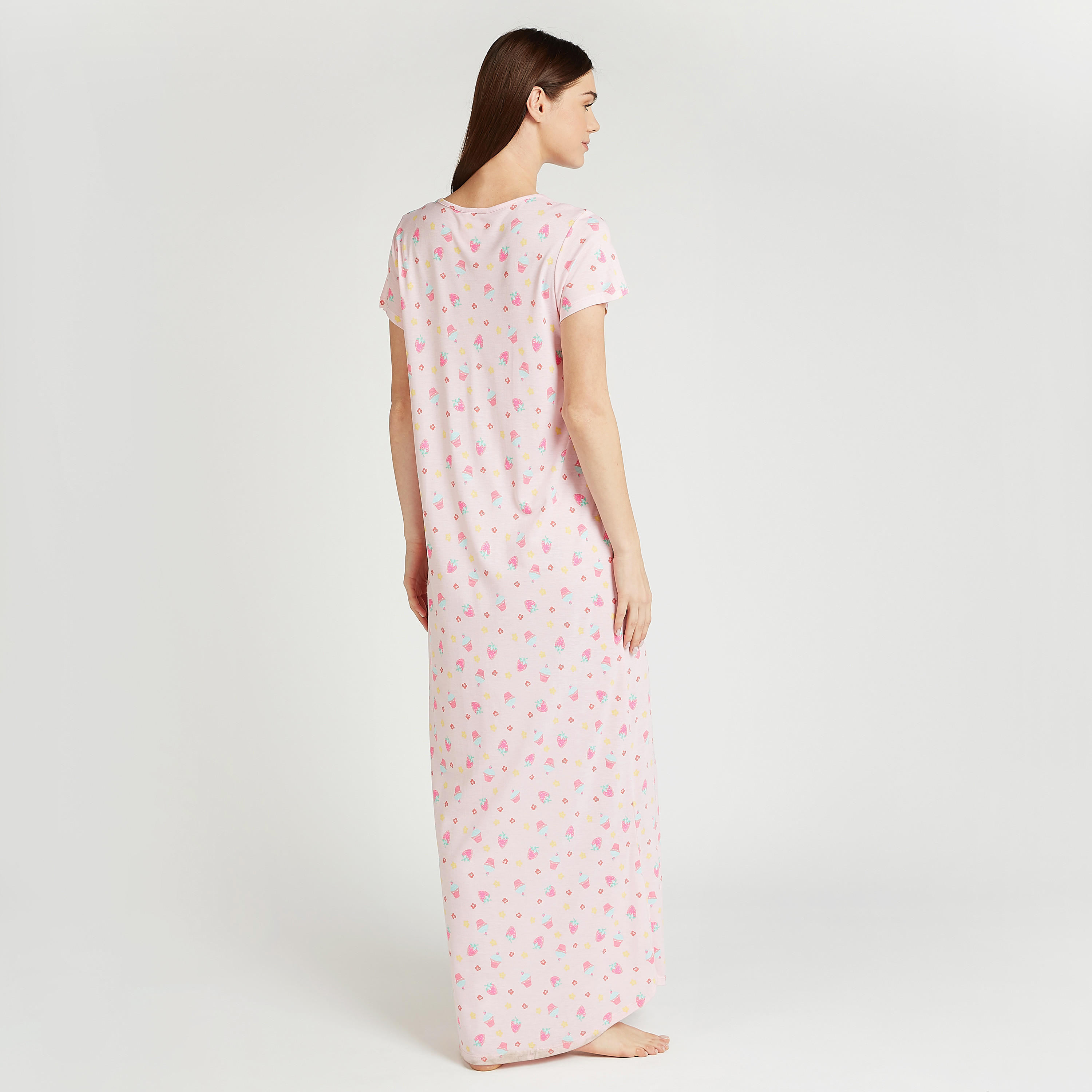 فستان نوم دون أكمام بياقة مستديرة وأكمام قصيرة وطبعات-women-clothing-nightwear-nighties-image-3