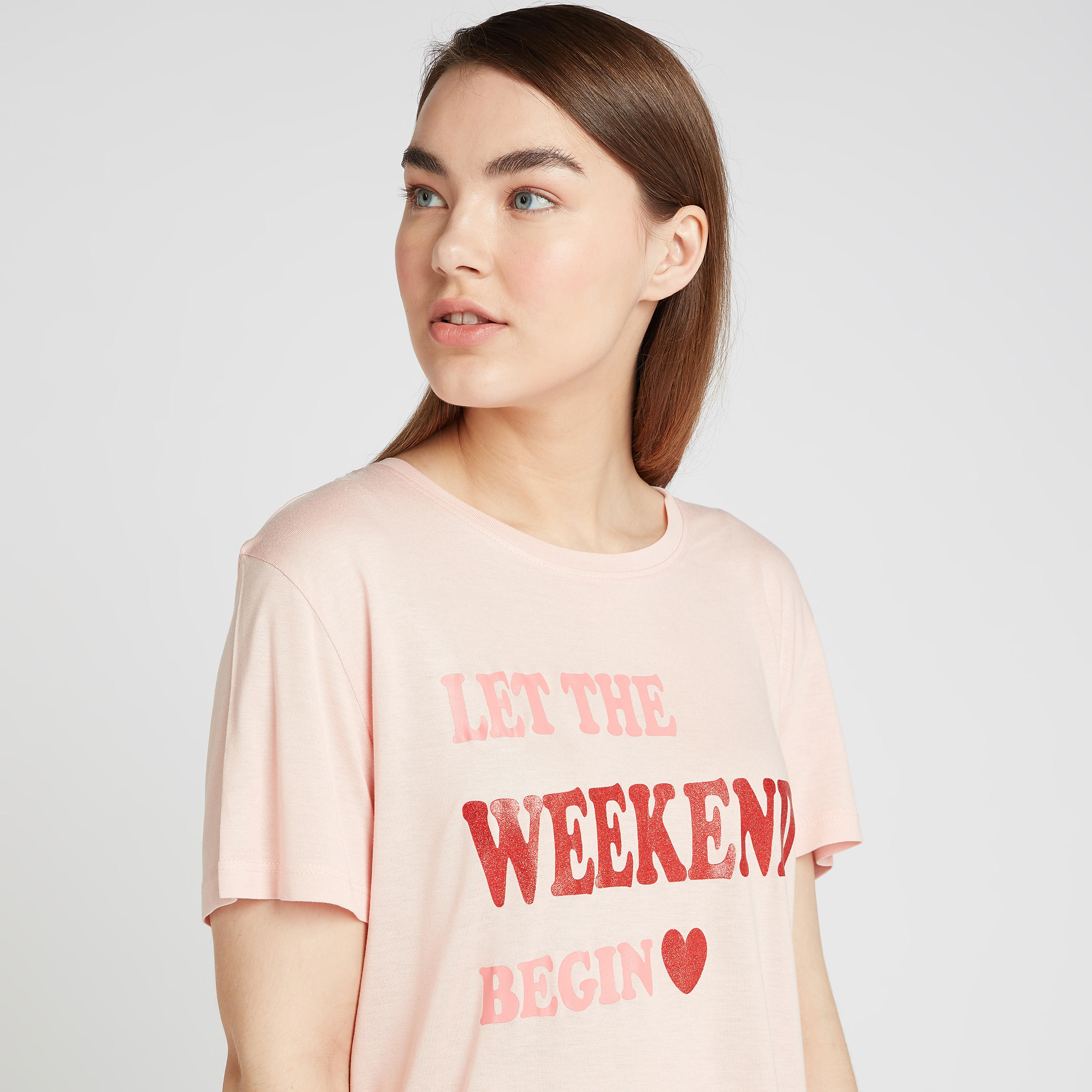 طقم بنطلون بيجاما وتيشيرت بياقة ضيقة وطبعات-women-clothing-nightwear-pyjamas-longsets-image-3