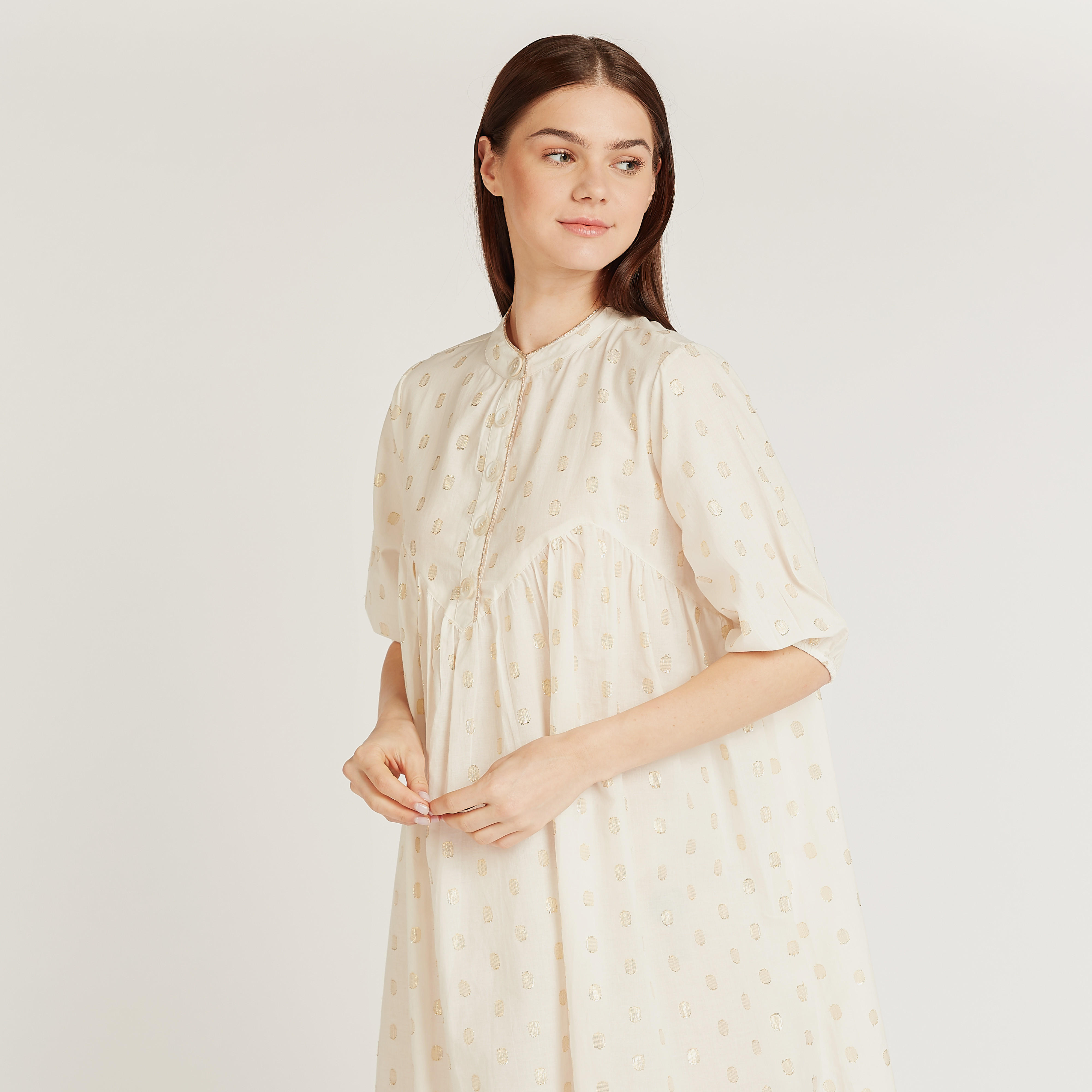 قميص نوم بأكمام 3/4 وياقة ماندارين وطبعات-women-clothing-nightwear-nighties-image-3