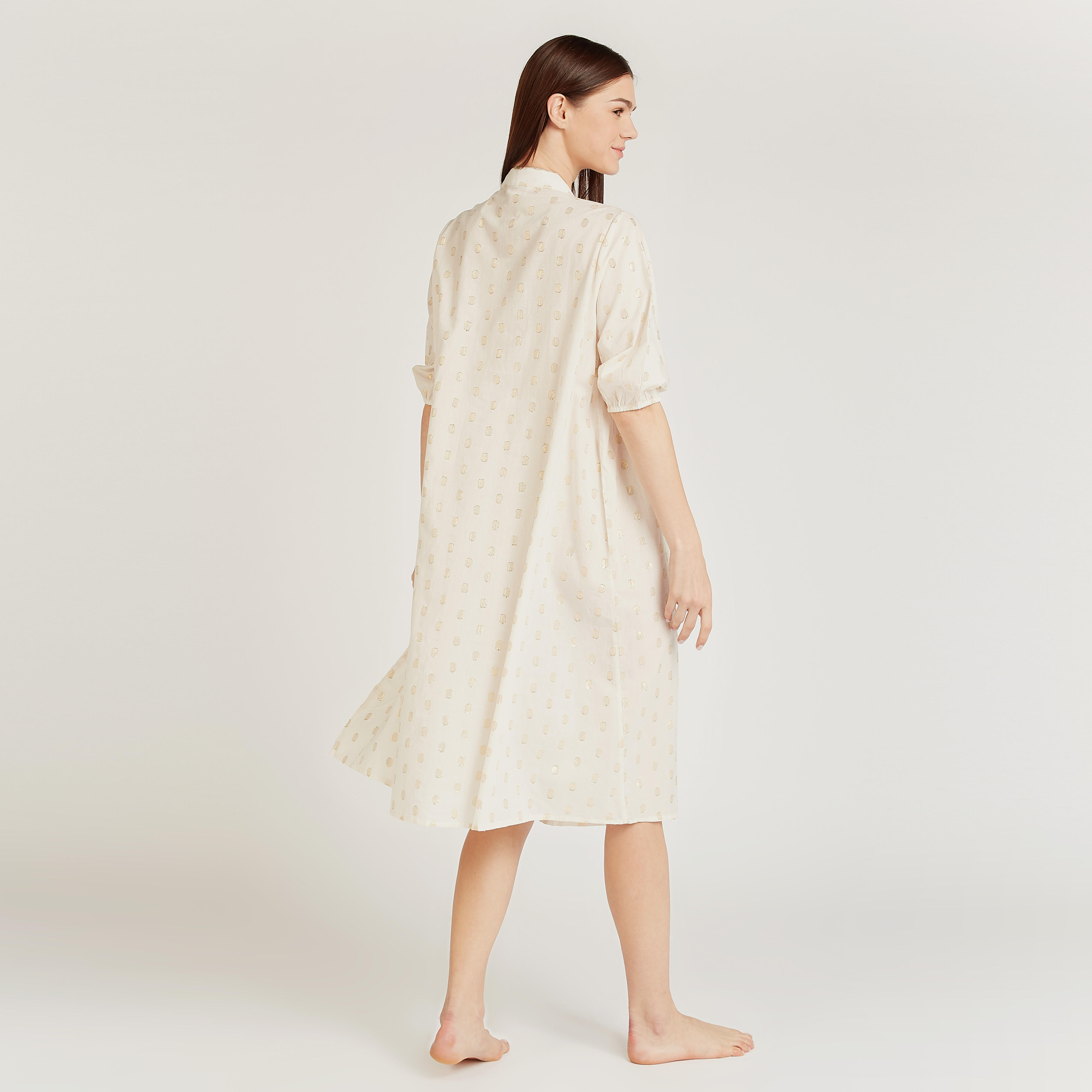 قميص نوم بأكمام 3/4 وياقة ماندارين وطبعات-women-clothing-nightwear-nighties-image-2