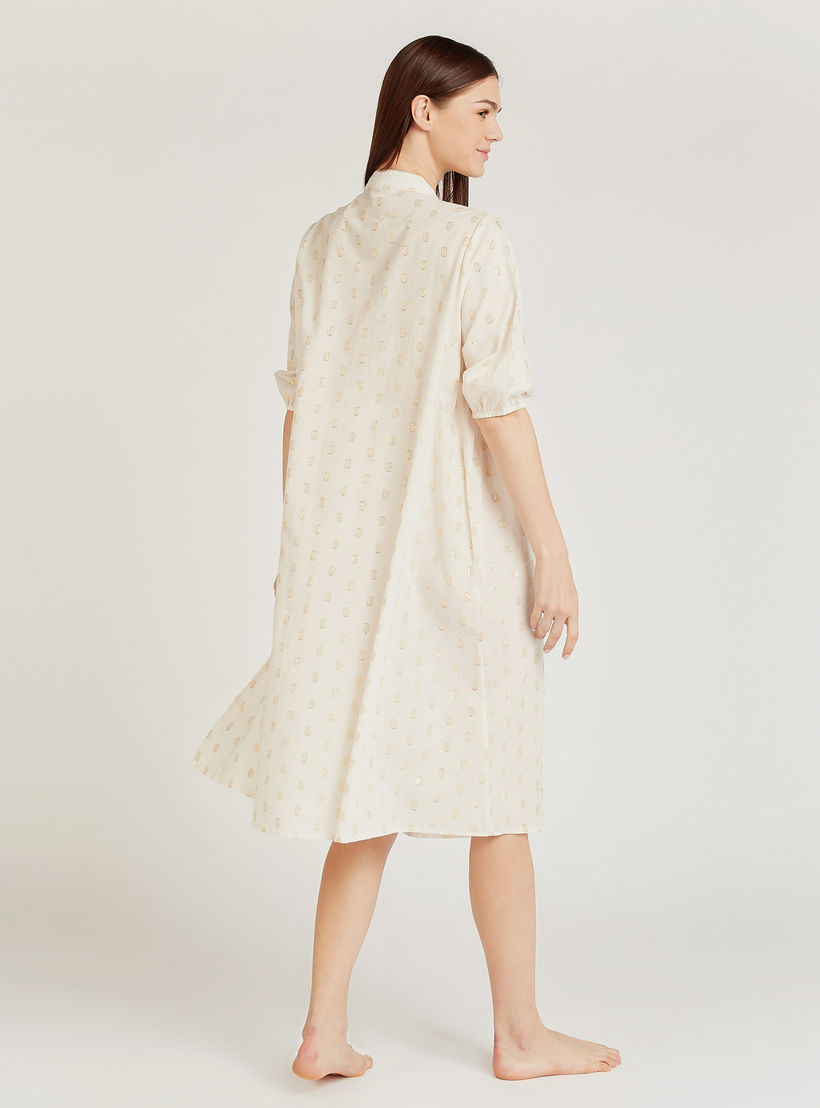 قميص نوم بأكمام 3/4 وياقة ماندارين وطبعات-women-clothing-nightwear-nighties-image-2