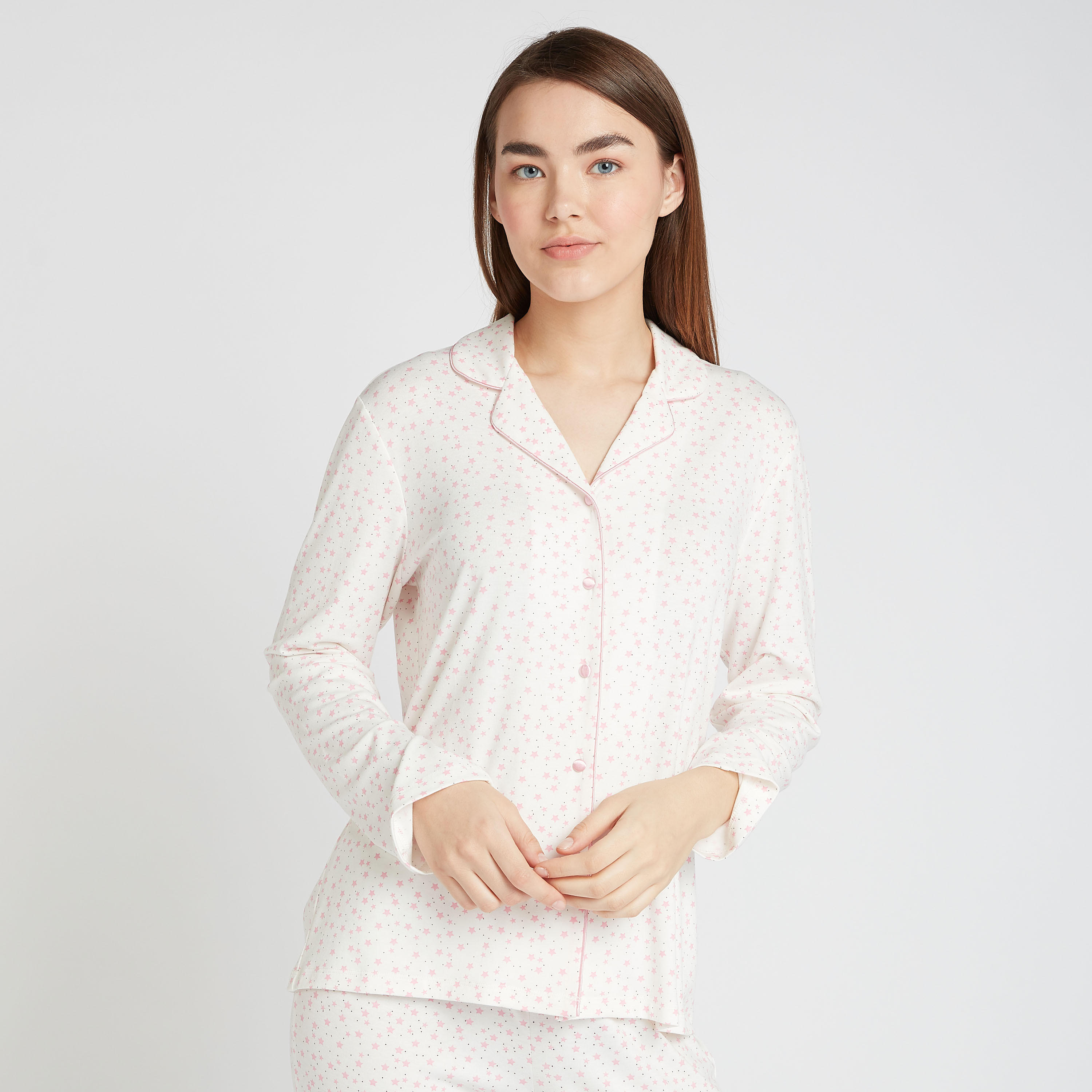 طقم بنطلون بيجاما طويل وقميص بأكمام طويلة وطبعات-women-clothing-nightwear-pyjamas-longsets-image-2