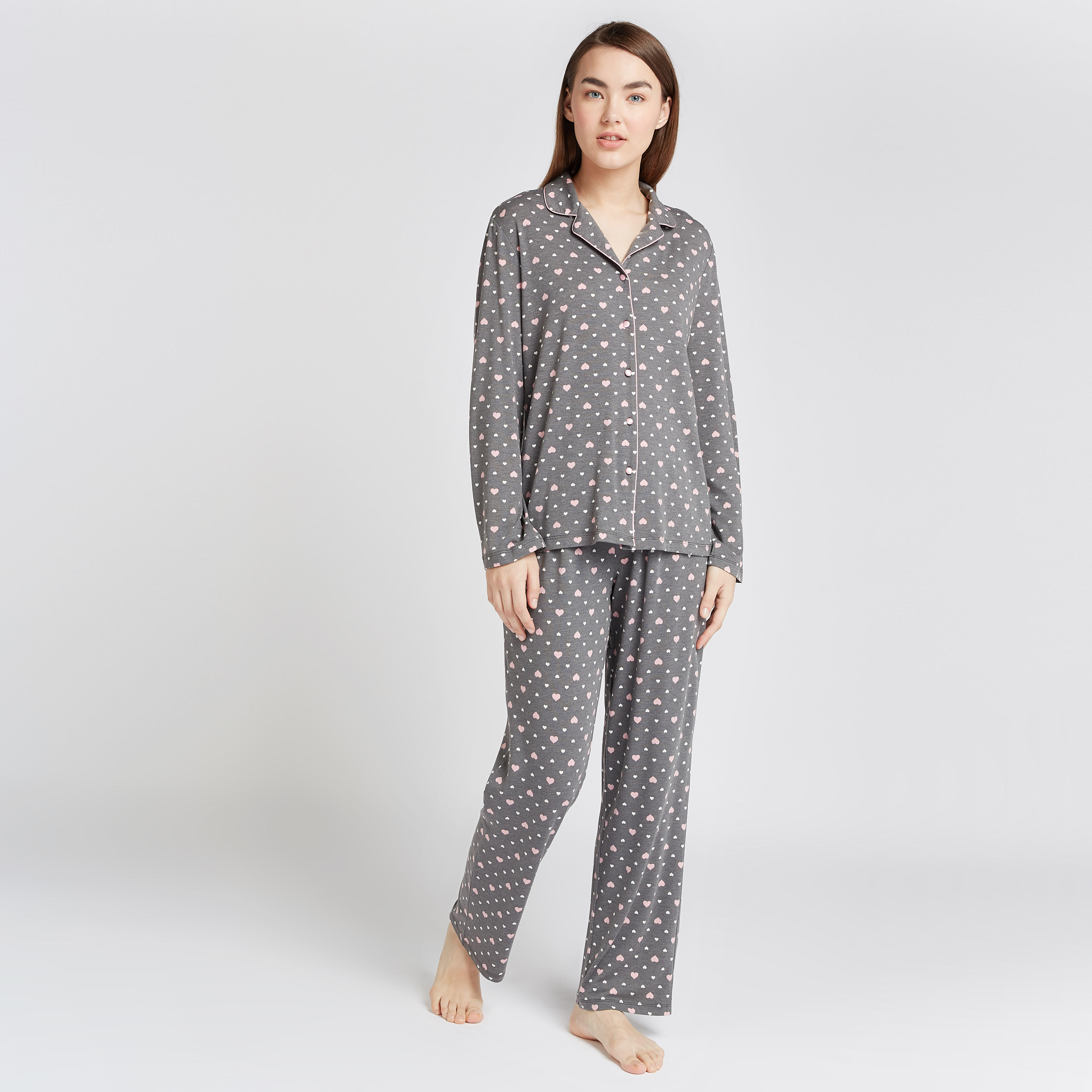طقم بنطلون بيجاما وقميص بأكمام طويلة وطبعات-women-clothing-nightwear-pyjamas-longsets-image-1