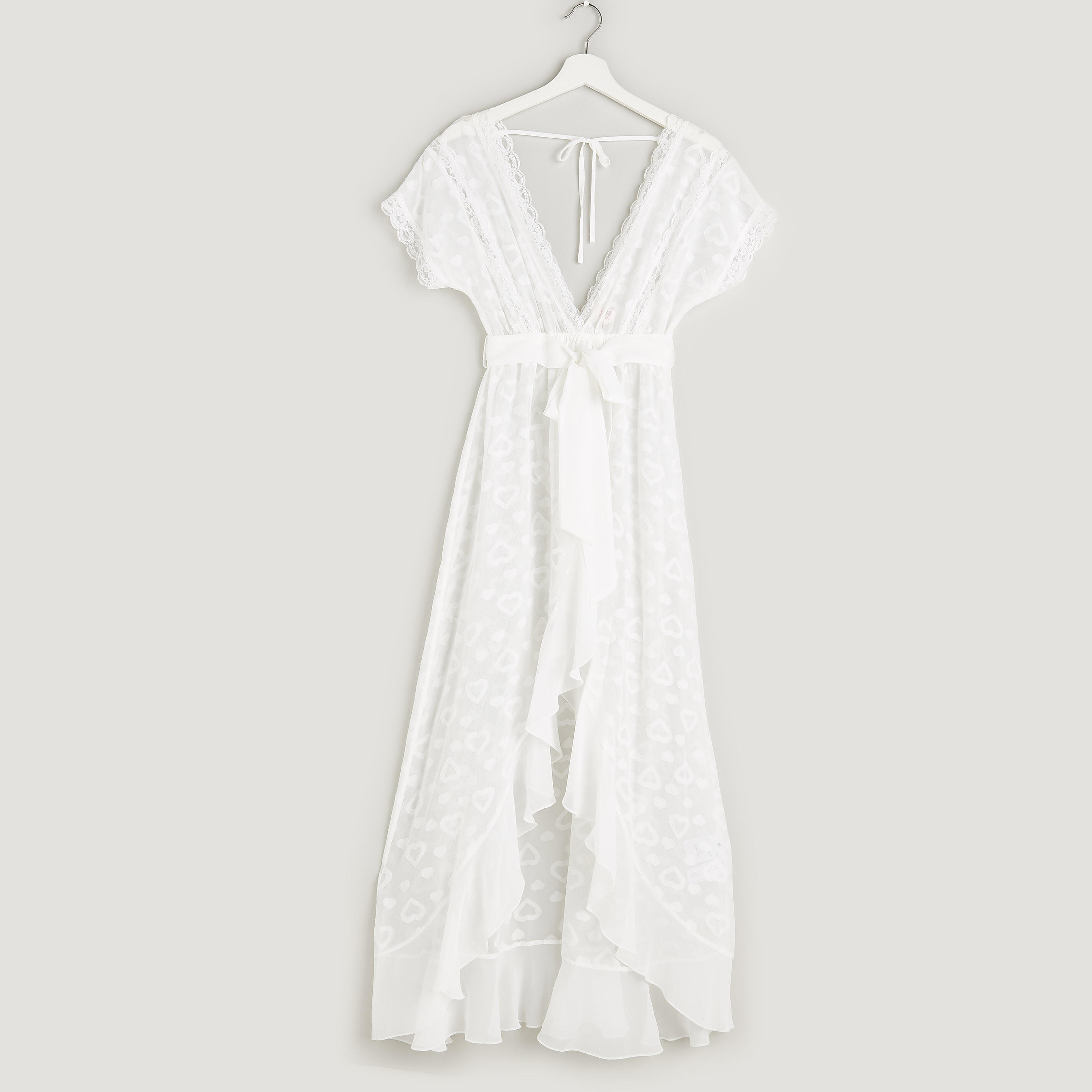 فستان نوم بياقة V وأربطة وتفاصيل دانتيل وأربطة-women-clothing-nightwear-nighties-image-1