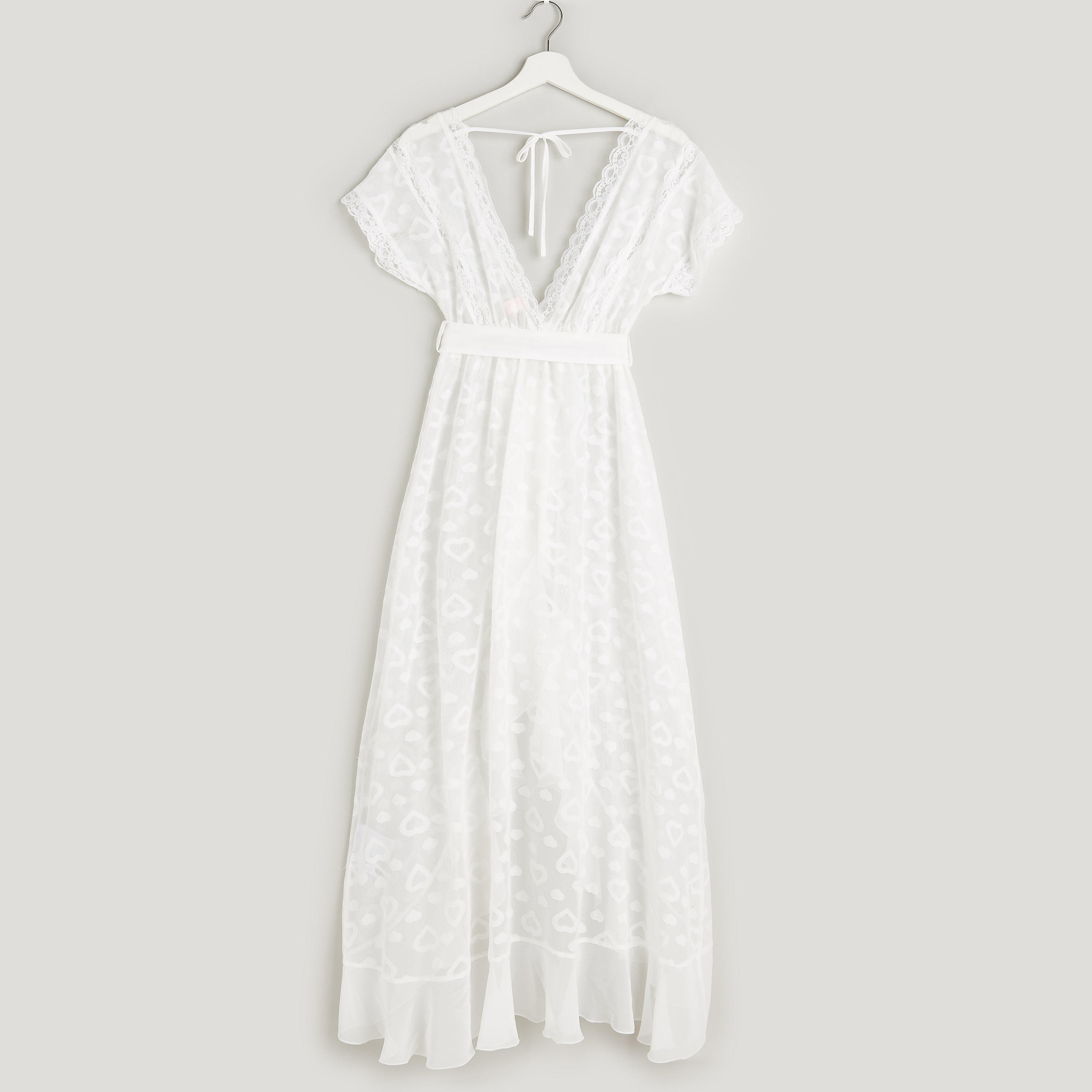 فستان نوم بياقة V وأربطة وتفاصيل دانتيل وأربطة-women-clothing-nightwear-nighties-image-3