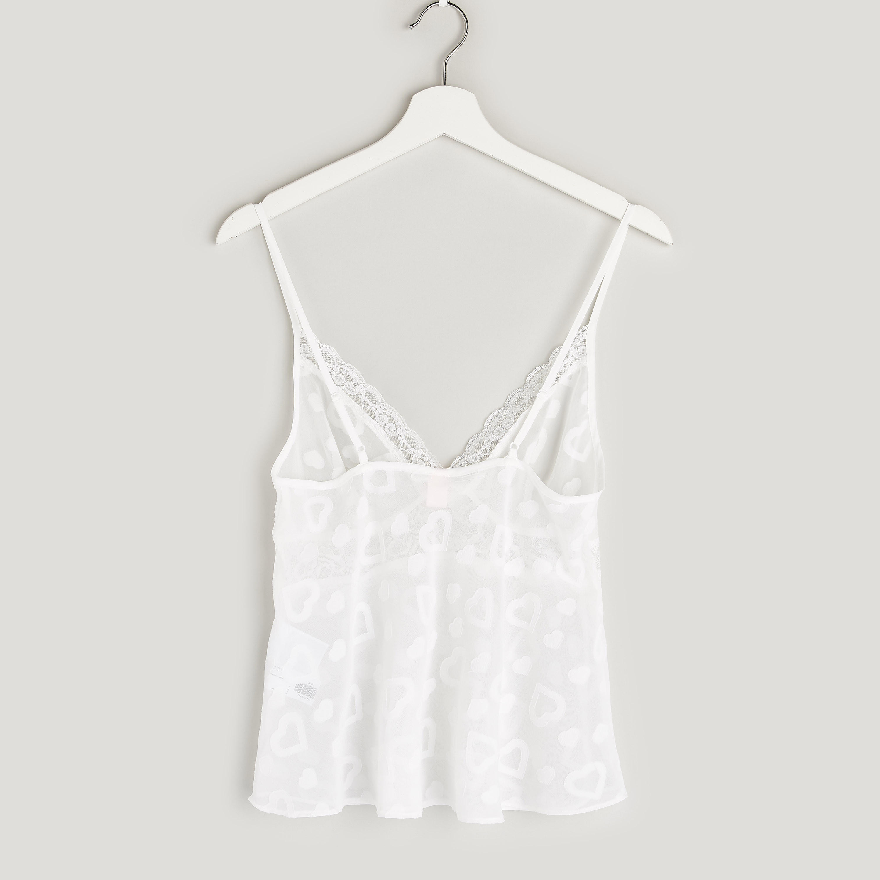طقم بنطلون بيجاما وبلوزة بياقة V وتفاصيل دانتيل-women-clothing-nightwear-pyjamas-longsets-image-4