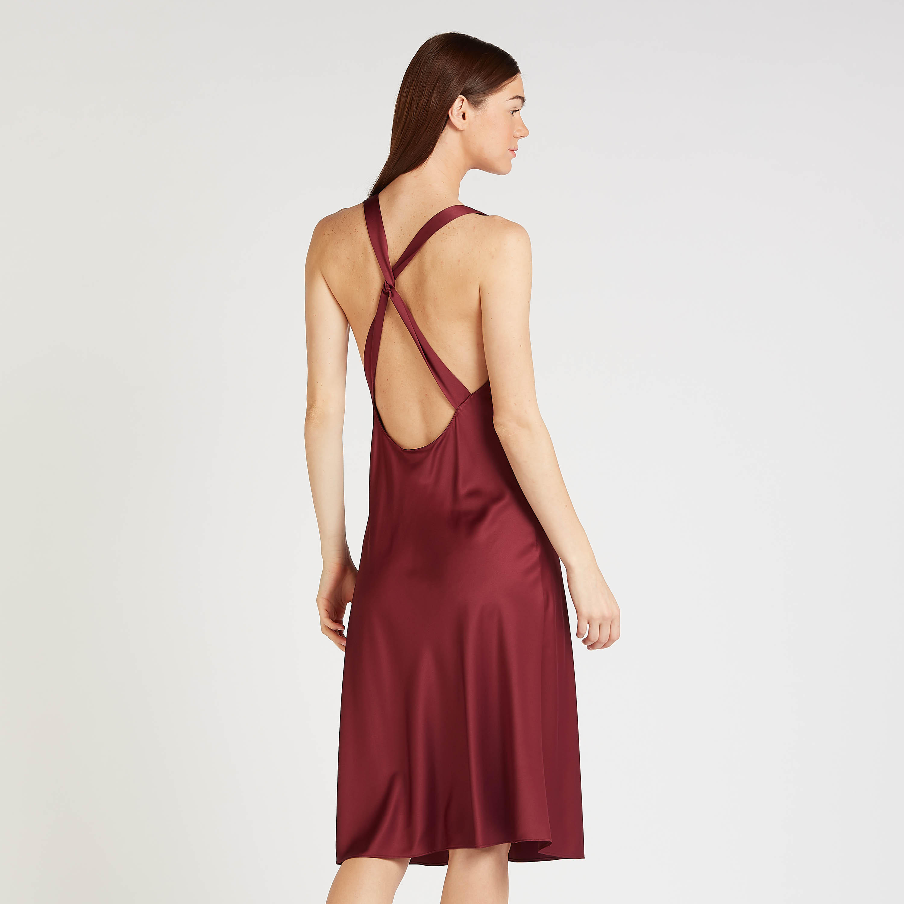 Solid Sleep Dress with V-neck and Straps-women-clothing-nightwear-nighties-image-4