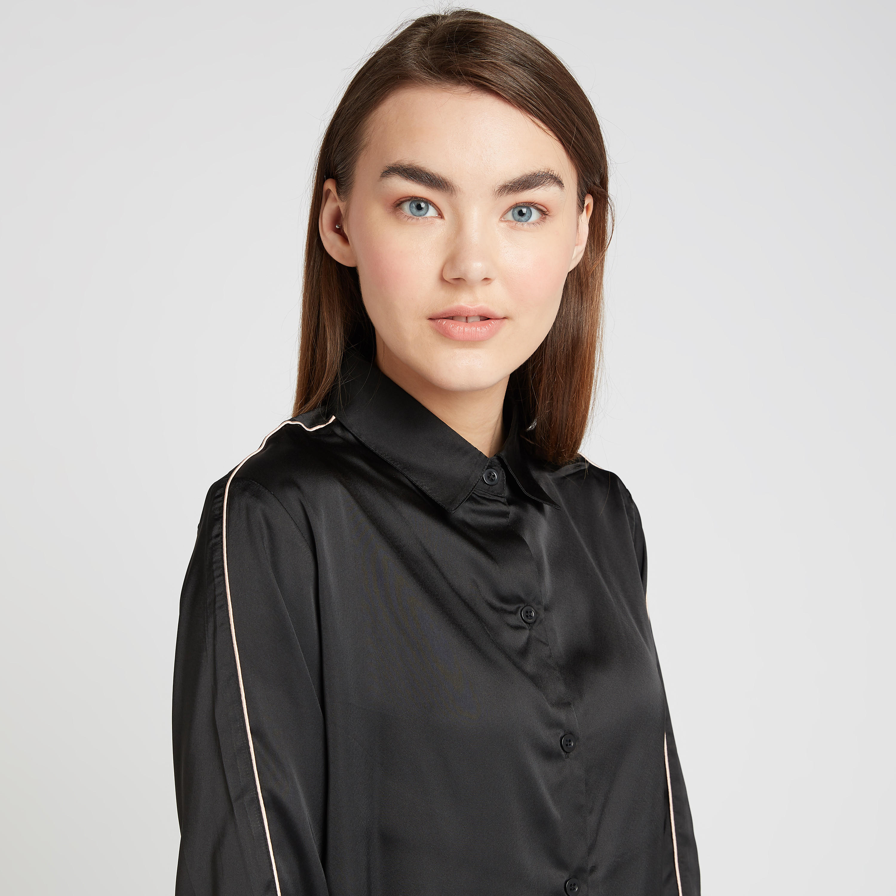 طقم بنطلون بيجاما وقميص سادة بأكمام طويلة-women-clothing-nightwear-pyjamas-longsets-image-3