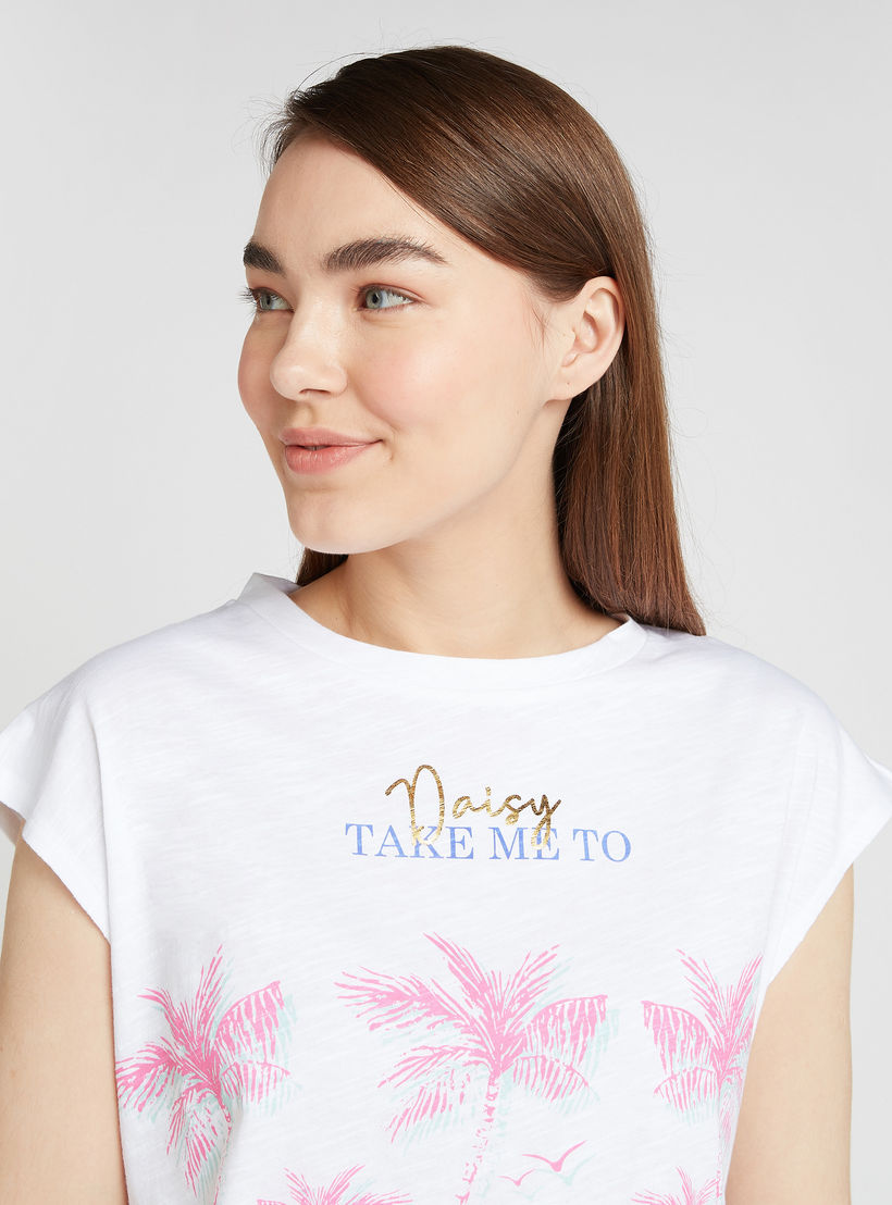 طقم بنطلون بيجاما وتيشيرت بياقة ضيقة وطبعات-women-clothing-nightwear-pyjamas-longsets-image-3