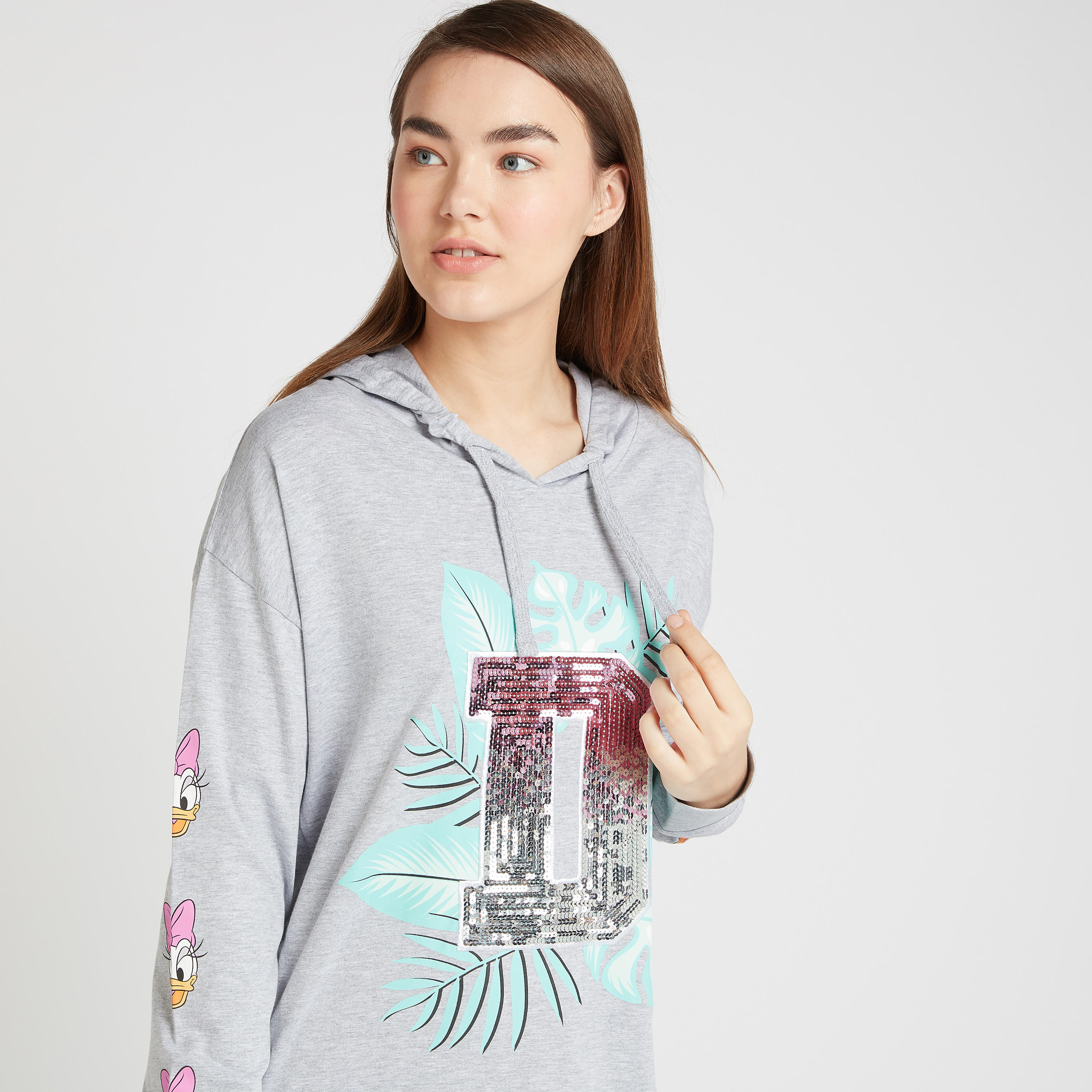قميص نوم بقبّعة وأكمام طويلة وطبعات ديزي داك-women-clothing-nightwear-nighties-image-3
