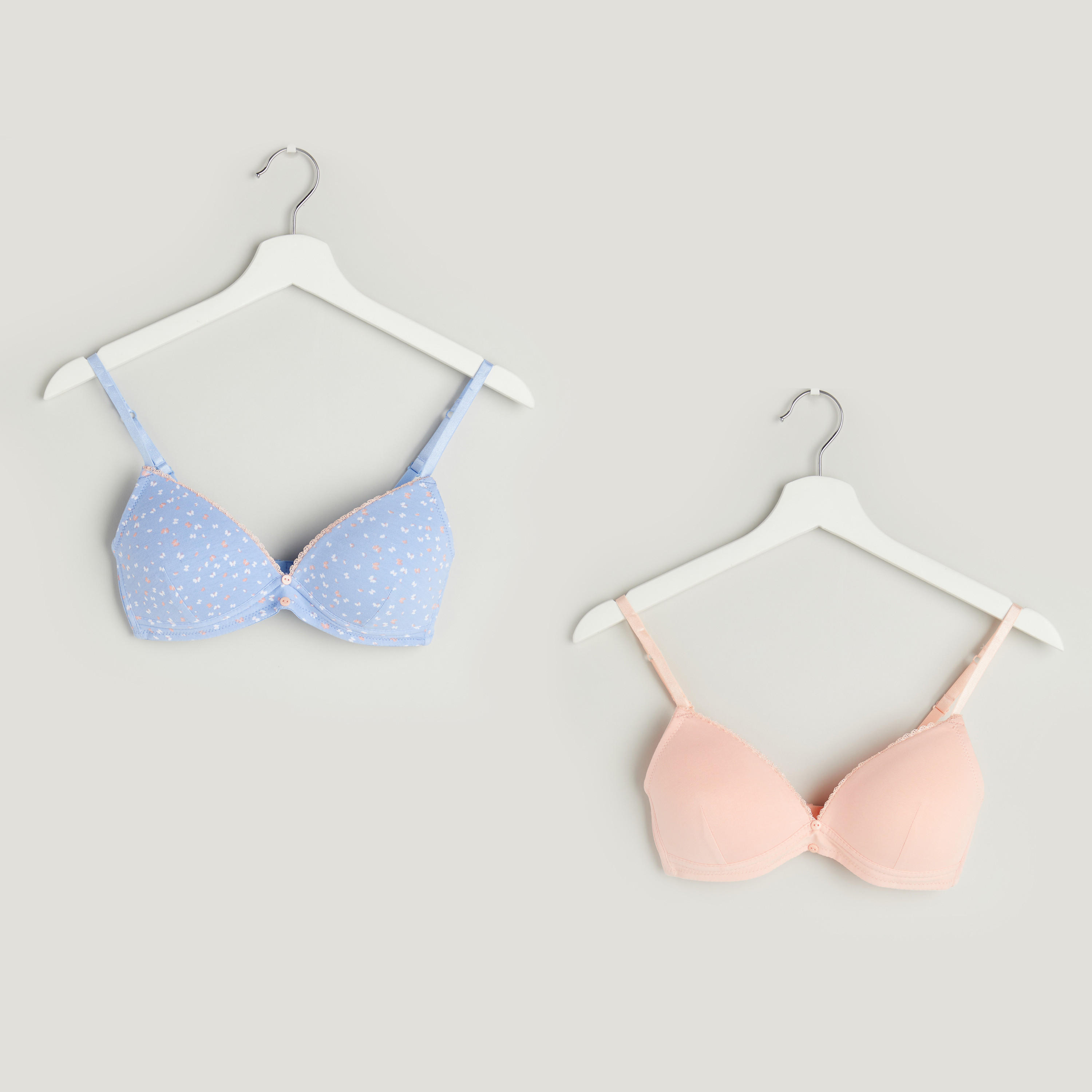 صدريّة تيشيرت متنوعة بمشبك إغلاق - طقم من قطعتين متنوعتين-women-clothing-lingerie-bras-image-1