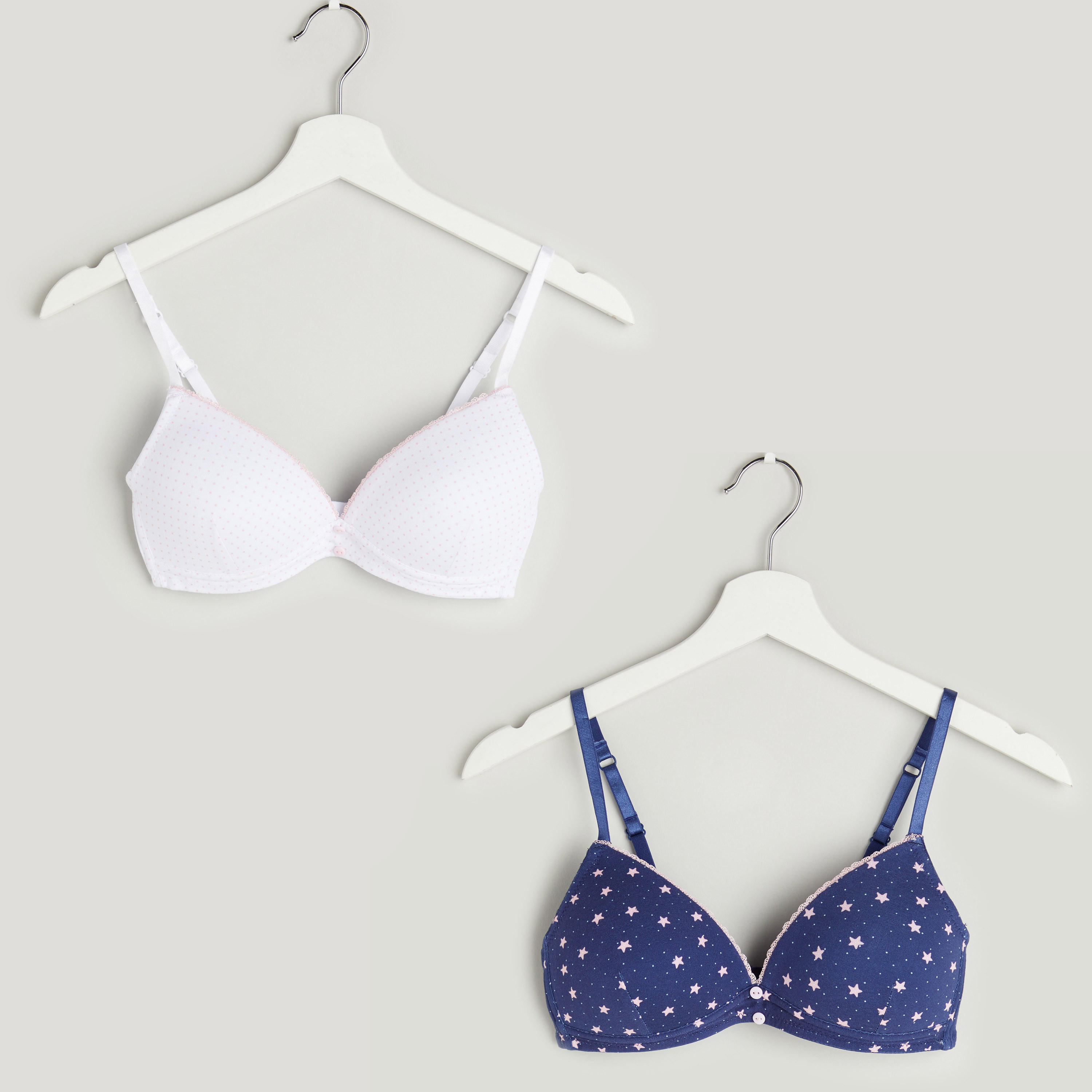 صدريّة تيشيرت مبطنة متنوعة بمشبك إغلاق - طقم من قطعتين متنوعتين-women-clothing-lingerie-bras-image-1