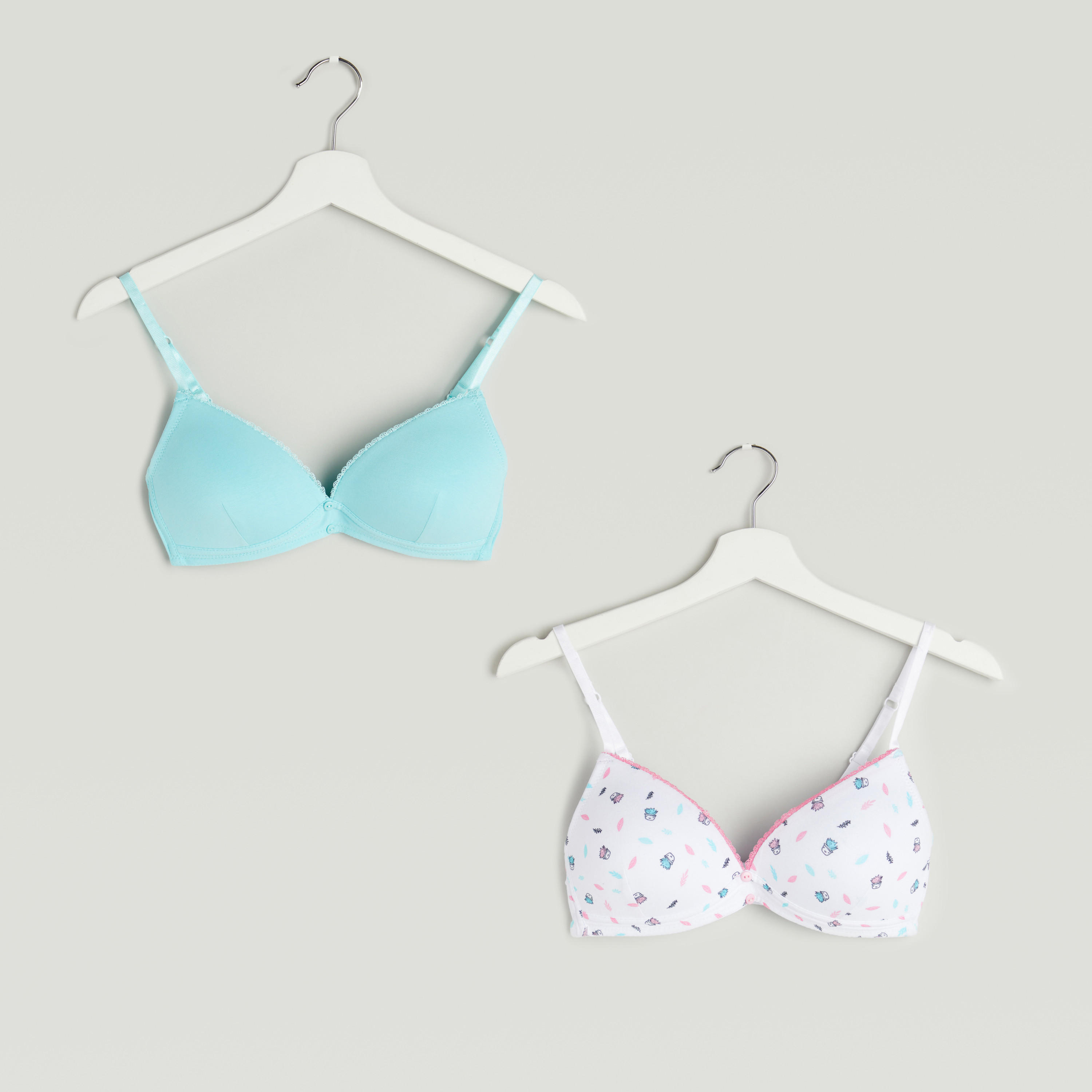 صدريّة تيشيرت متنوعة بمشبك إغلاق - طقم من قطعتين متنوعتين-women-clothing-lingerie-bras-image-1
