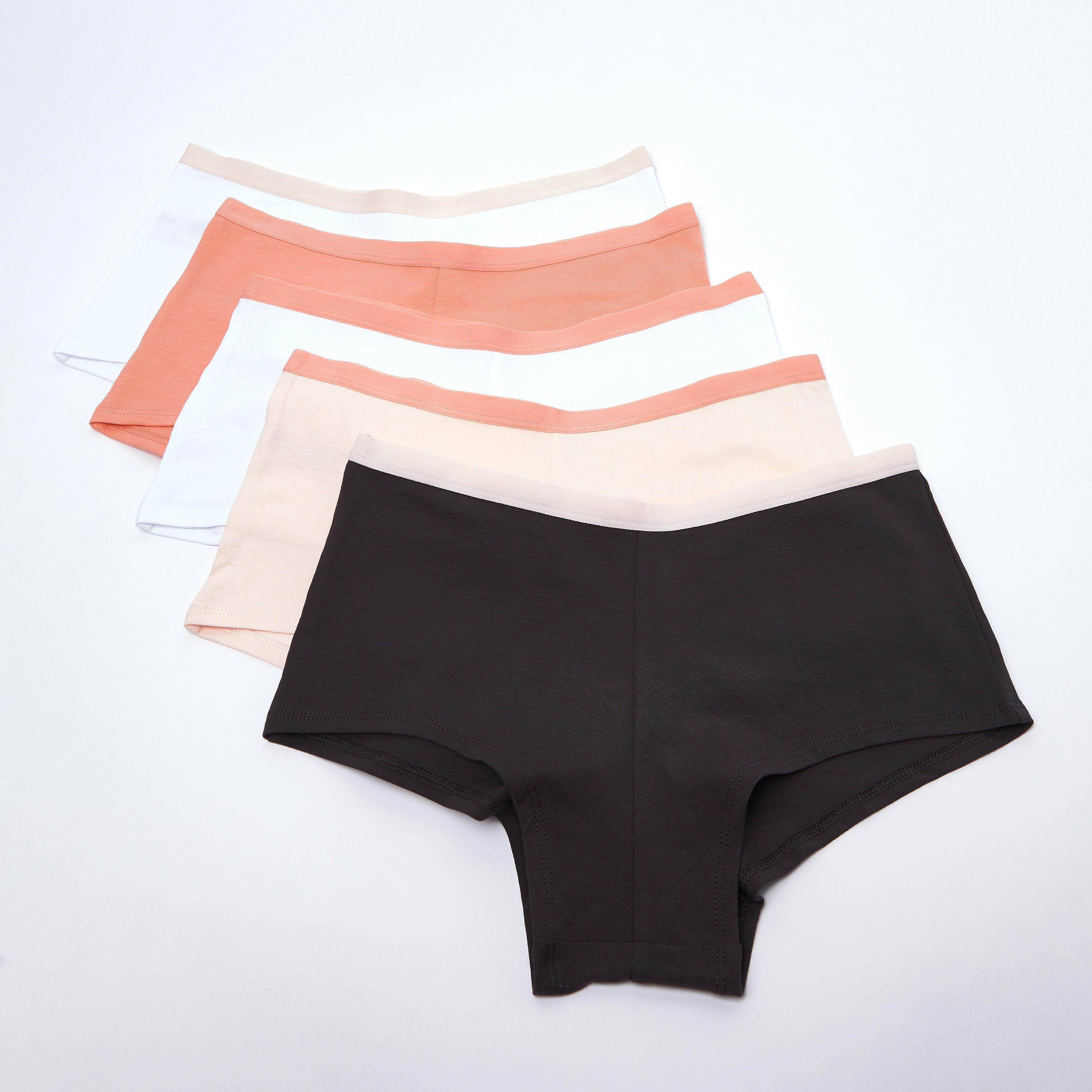 سراويل داخلية بوي شورت متنوعة بخصر مطّاطي - طقم من 5 قطع-women-clothing-lingerie-panties-image-1