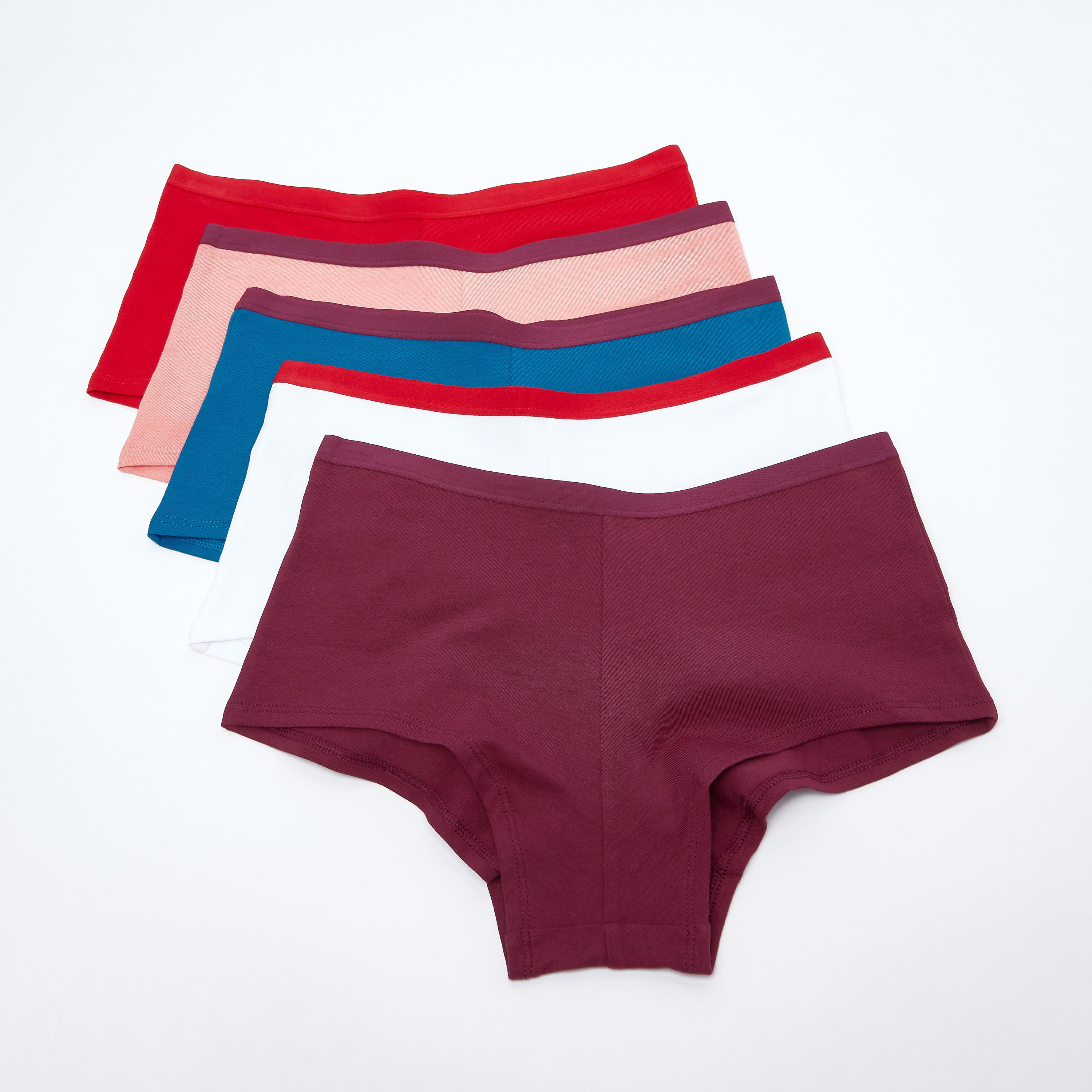 Set of 5 - Assorted Boyshorts with Wide Elasticised Waistband-women-clothing-lingerie-panties-image-1