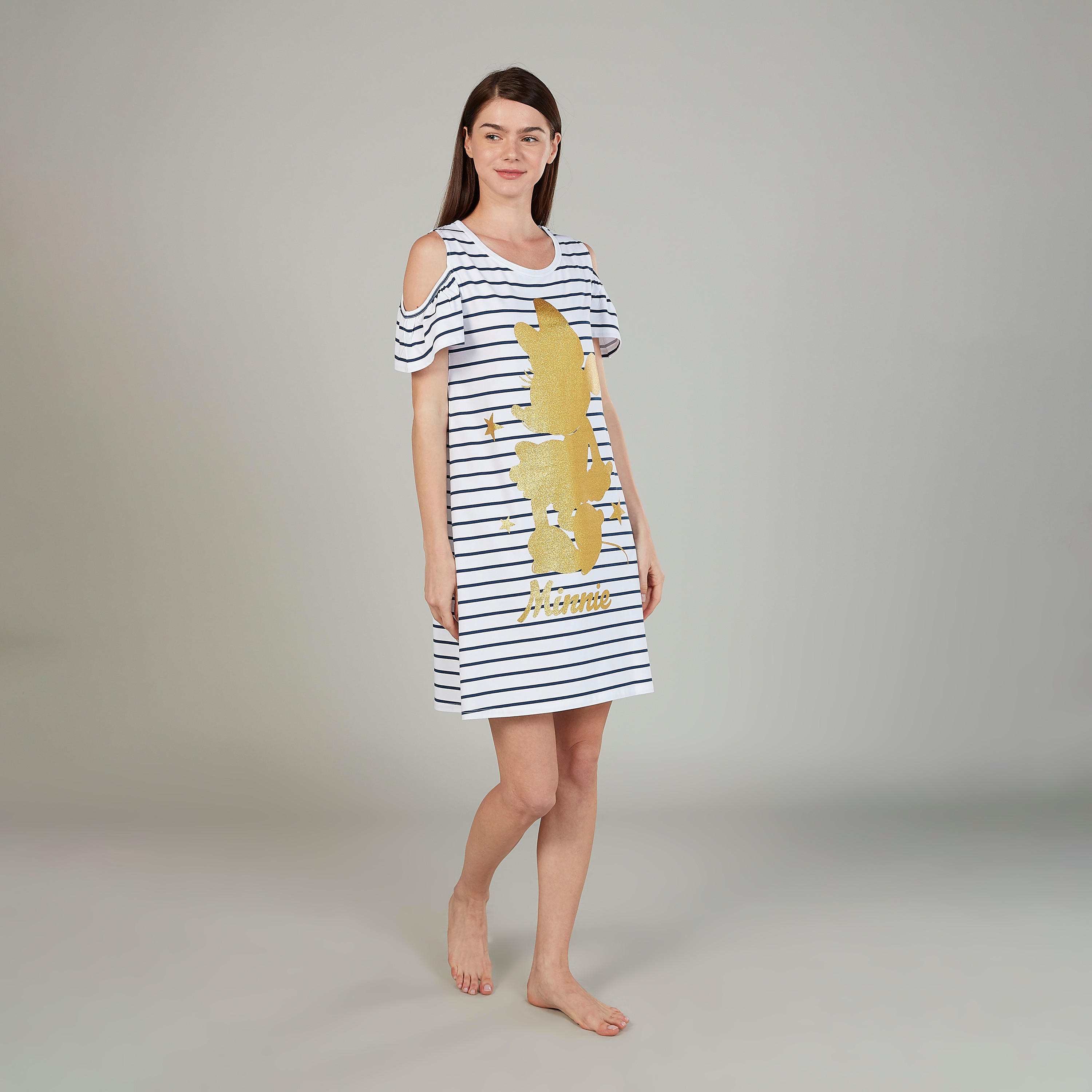 فستان نوم بياقة ضيقة وأكمام قصيرة وطبعات ميني ماوس-women-clothing-nightwear-nighties-image-2