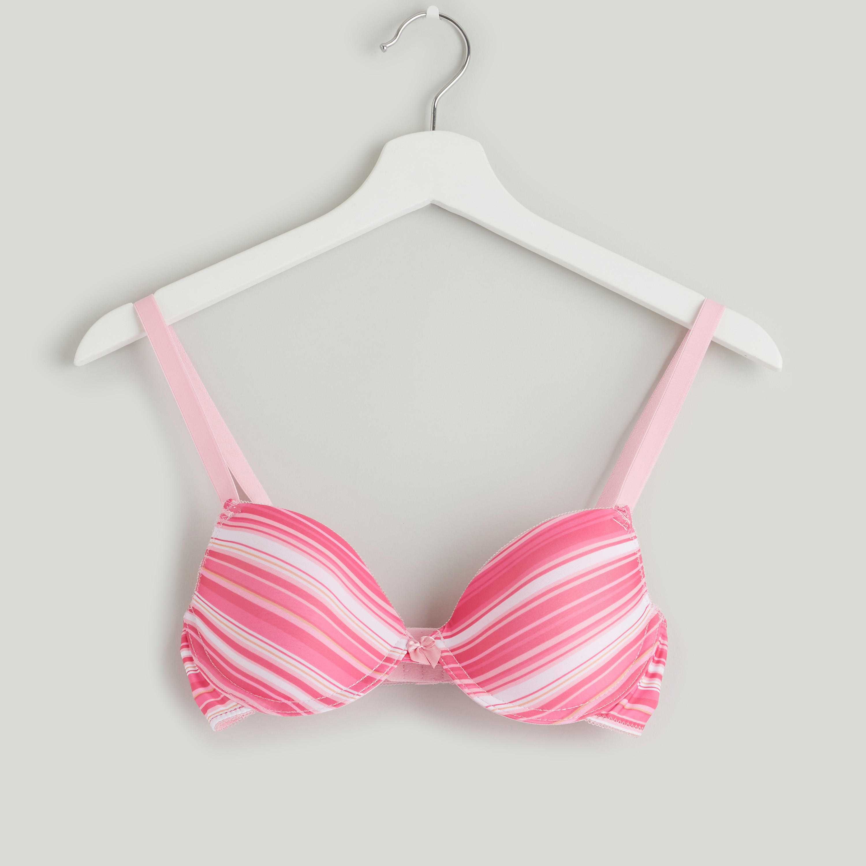 صدرية تيشيرت مبطنة مقلّمة بخطّافة إغلاق-women-clothing-lingerie-bras-image-2