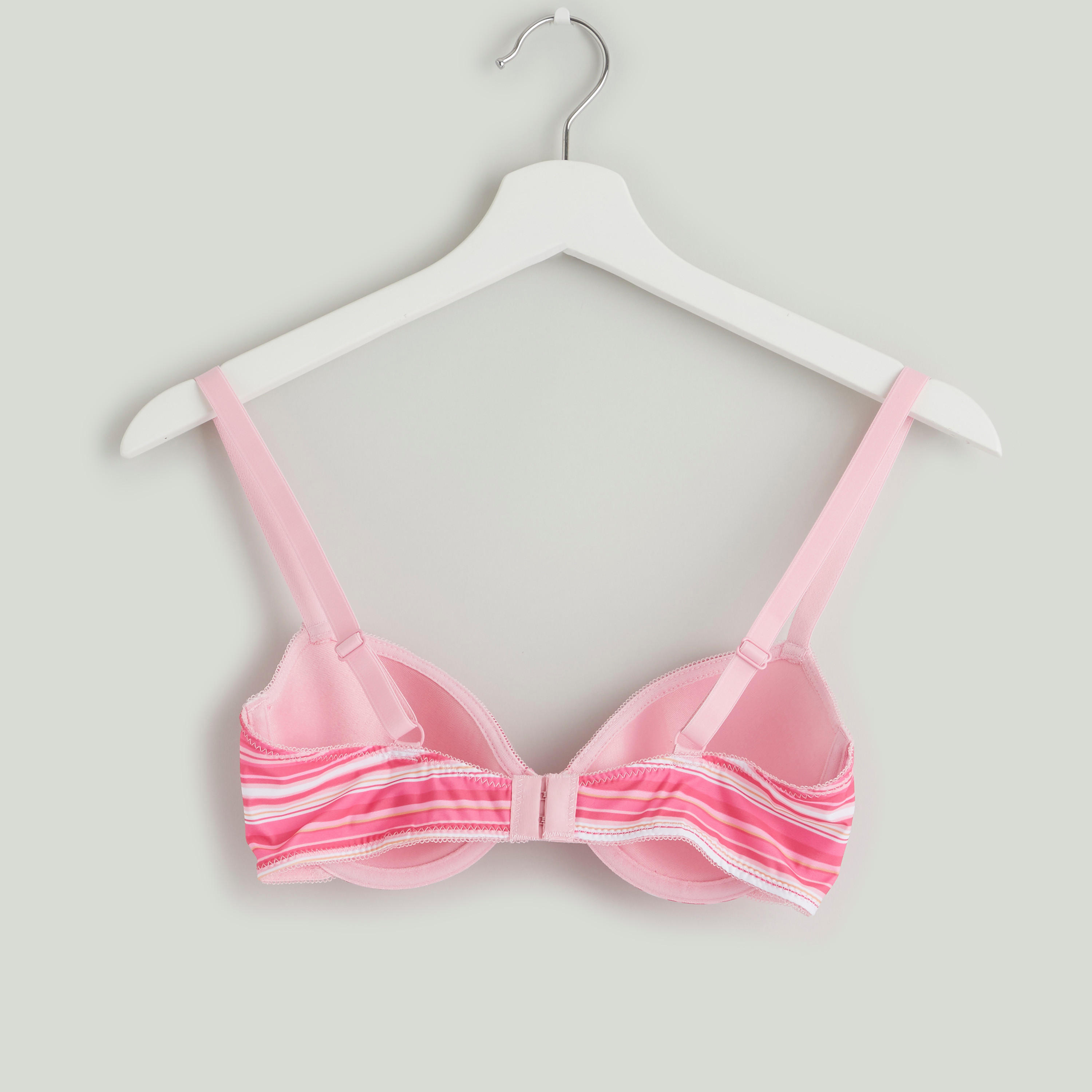 صدرية تيشيرت مبطنة مقلّمة بخطّافة إغلاق-women-clothing-lingerie-bras-image-1