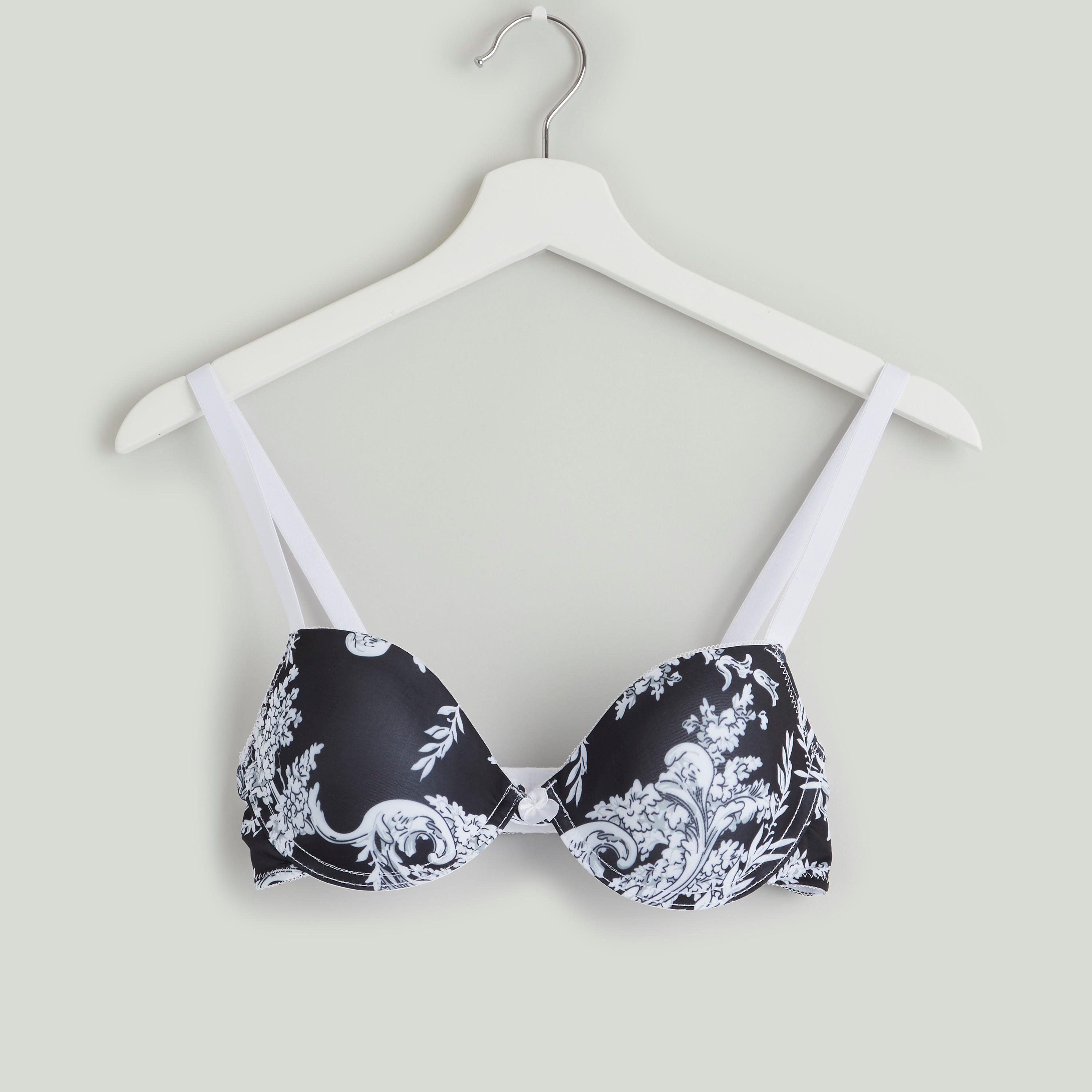Printed Padded T-shirt Bra with Hook and Eye Closure-women-clothing-lingerie-bras-image-1