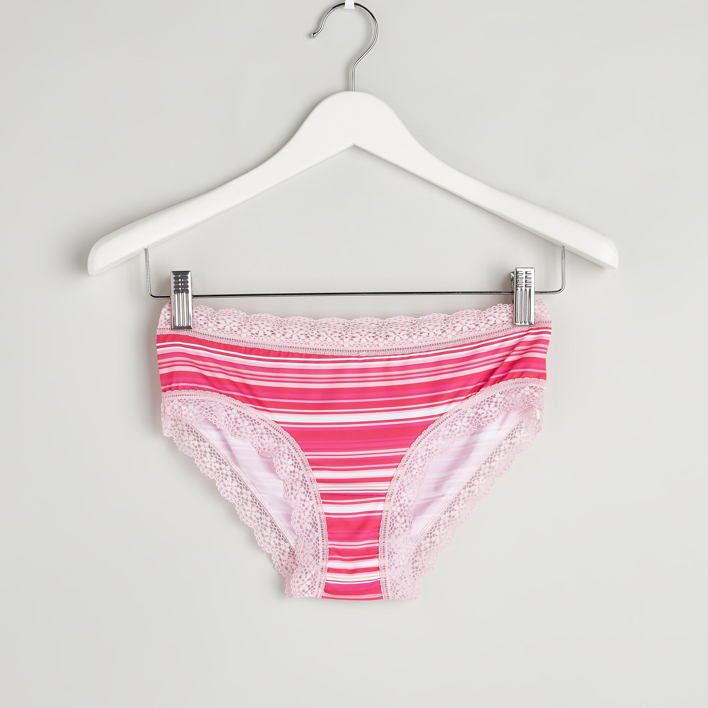 سراويل بيكيني بخصر مطّاطي وطبعات وتفاصيل دانتيل-women-clothing-lingerie-panties-image-1