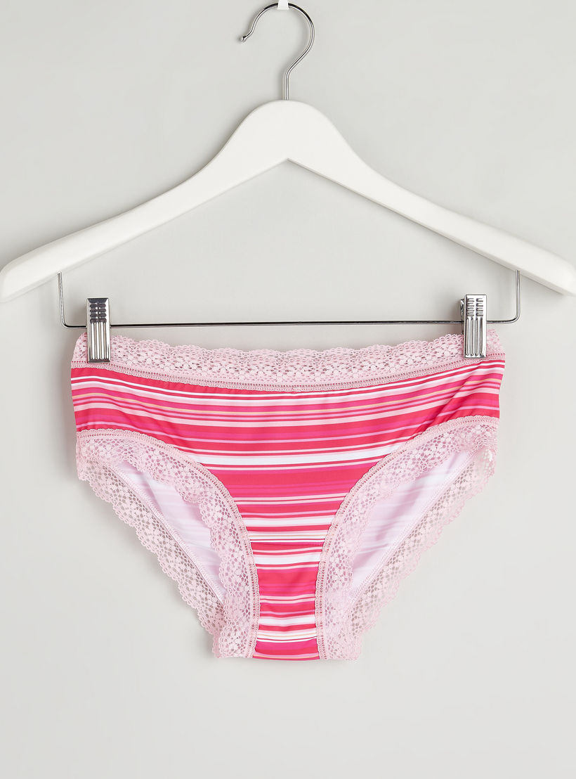 سراويل بيكيني بخصر مطّاطي وطبعات وتفاصيل دانتيل-women-clothing-lingerie-panties-image-1