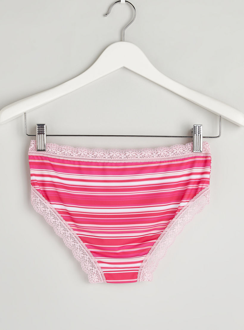 سراويل بيكيني بخصر مطّاطي وطبعات وتفاصيل دانتيل-women-clothing-lingerie-panties-image-2
