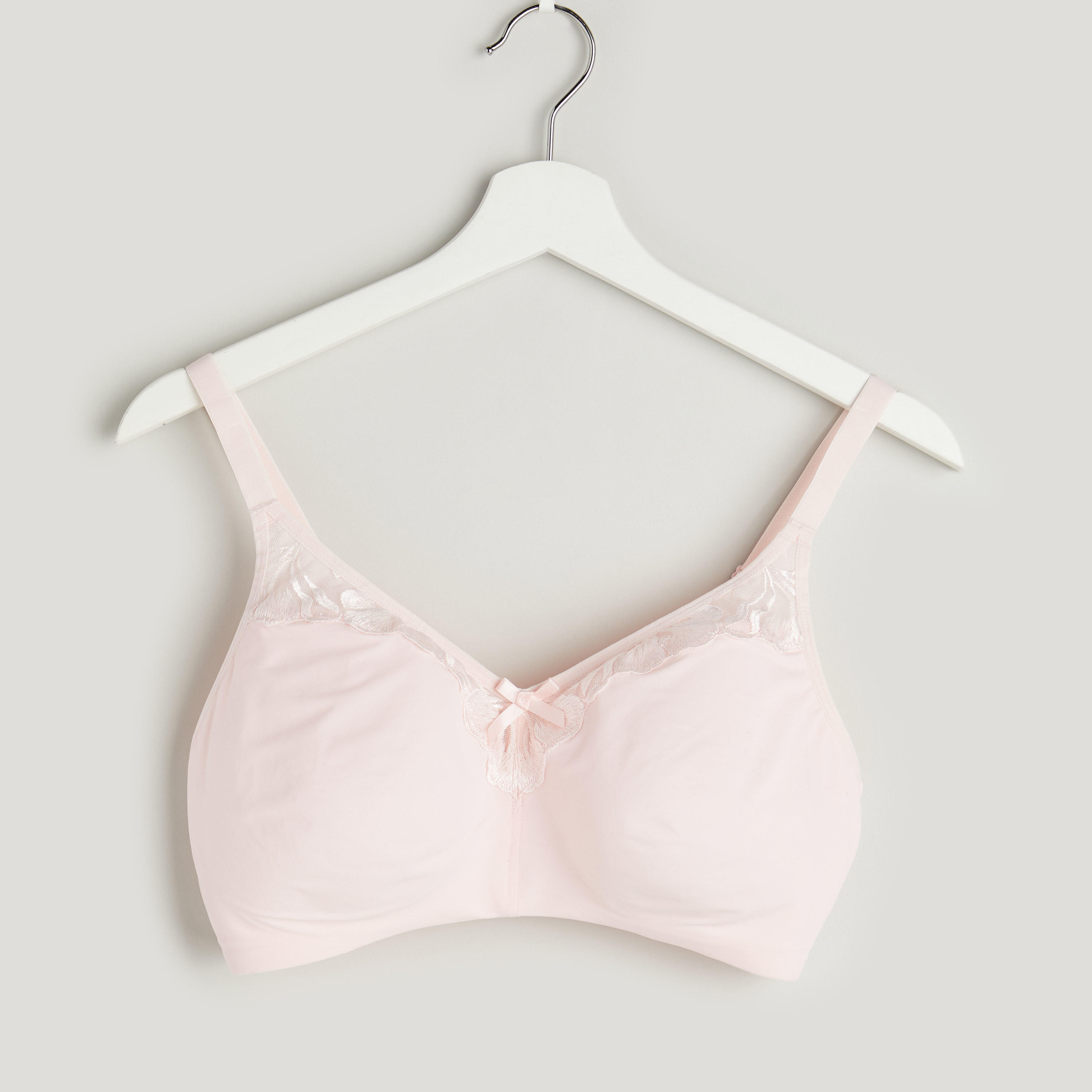 Plain Bra with Lace Detail and Spaghetti Strap-women-clothing-lingerie-bras-image-1