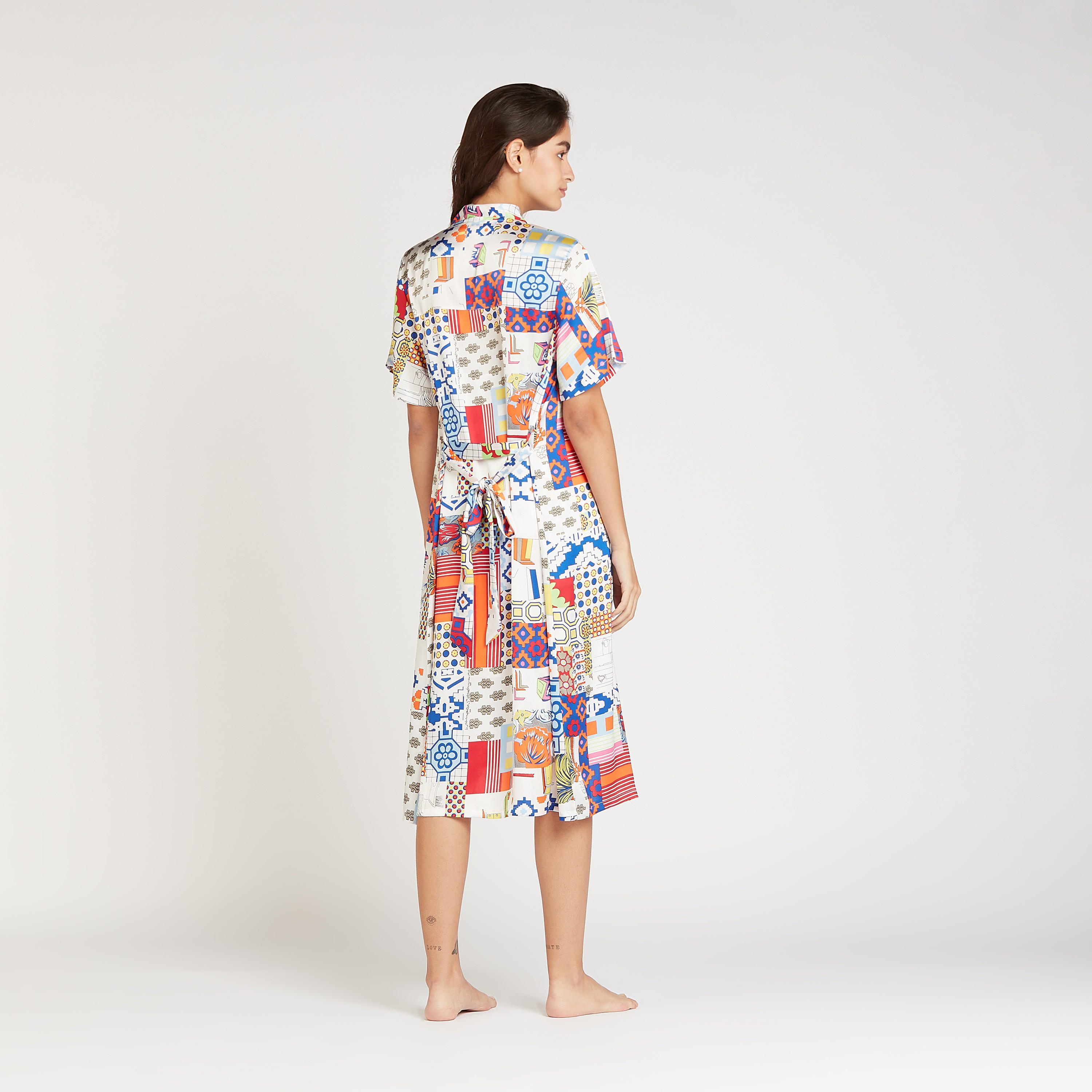 Printed Robe with Short Sleeves and Tie Ups-women-clothing-nightwear-robes-image-4