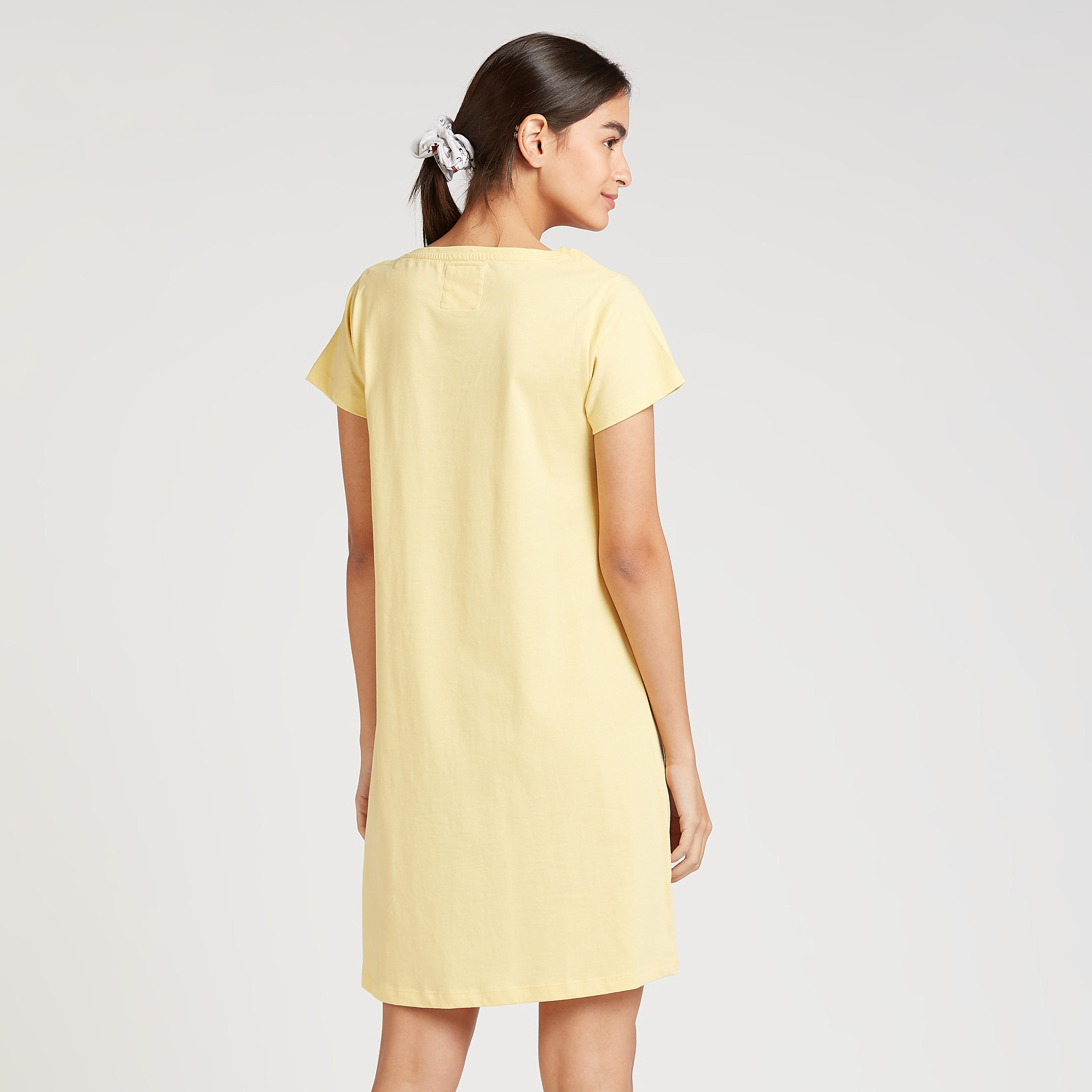Set of 2 - Printed Sleep Dress with Round Neck and Short Sleeves-women-clothing-nightwear-nighties-image-8