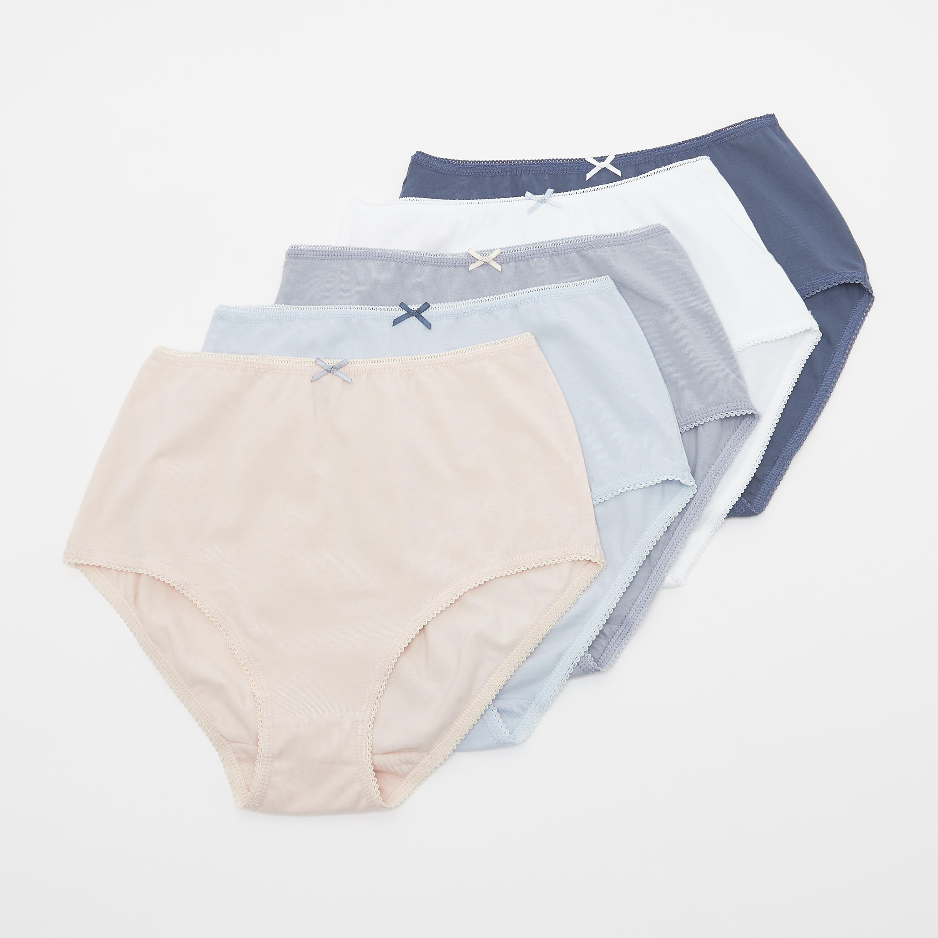 سراويل داخلية كلاسيكية متنوعة بخصر مطّاطي - طقم من 5 قطع-women-clothing-lingerie-panties-image-1