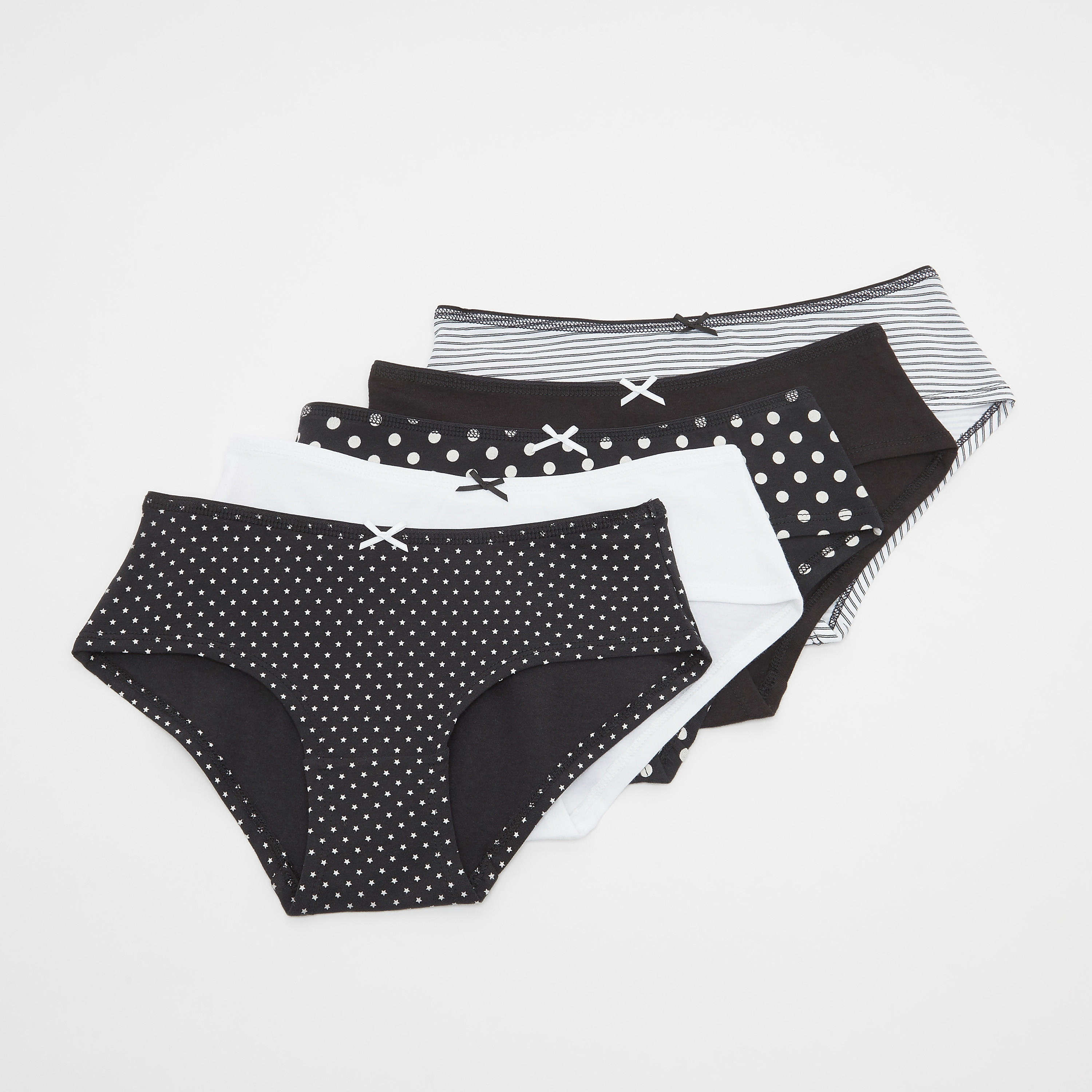سراويل داخلية بوي شورت متنوعة بخصر مطاطي - طقم من 5 قطع-women-clothing-lingerie-panties-image-1