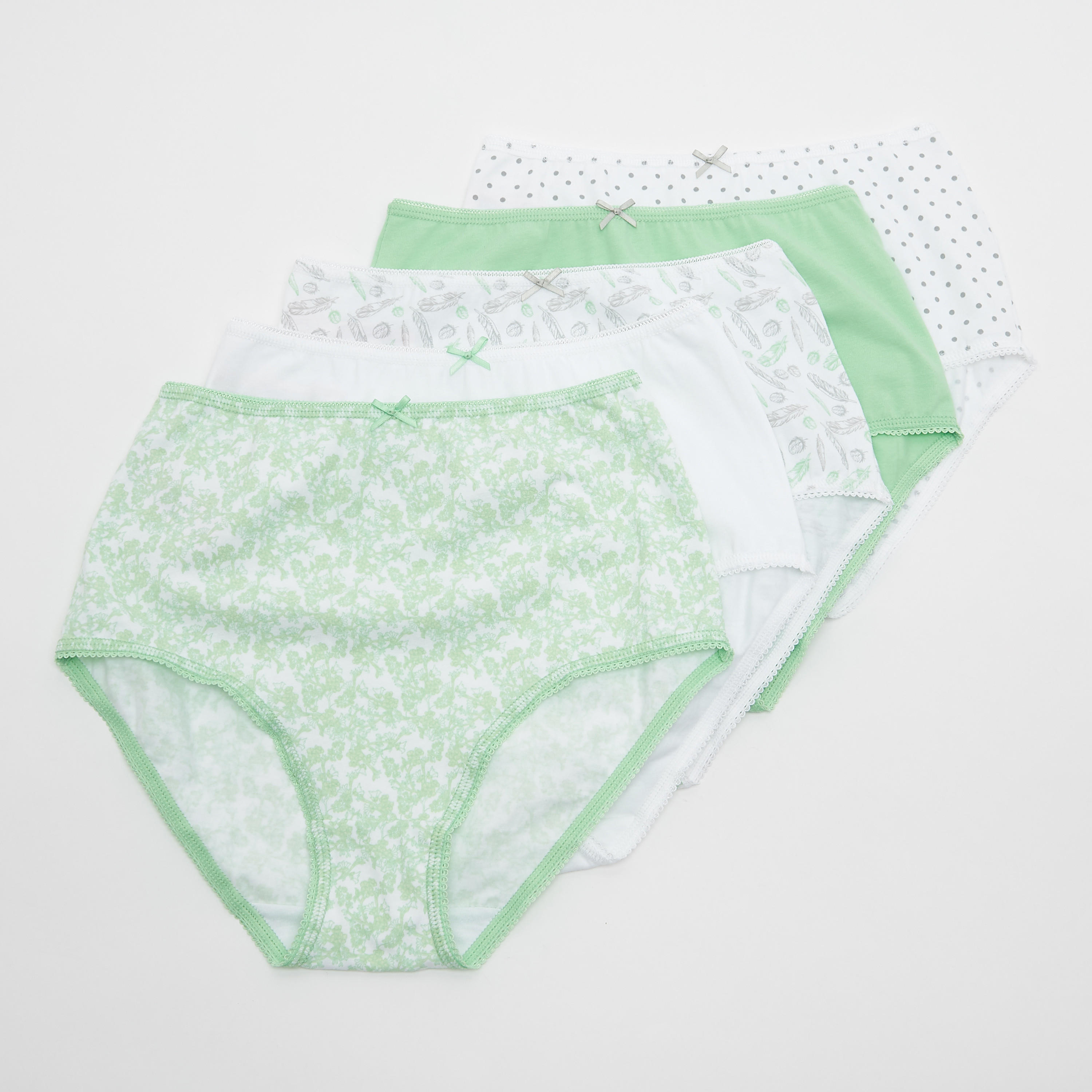 سراويل داخلية كلاسيكية متنوعة بخصر مطّاطي - طقم من 5 قطع-women-clothing-lingerie-panties-image-1