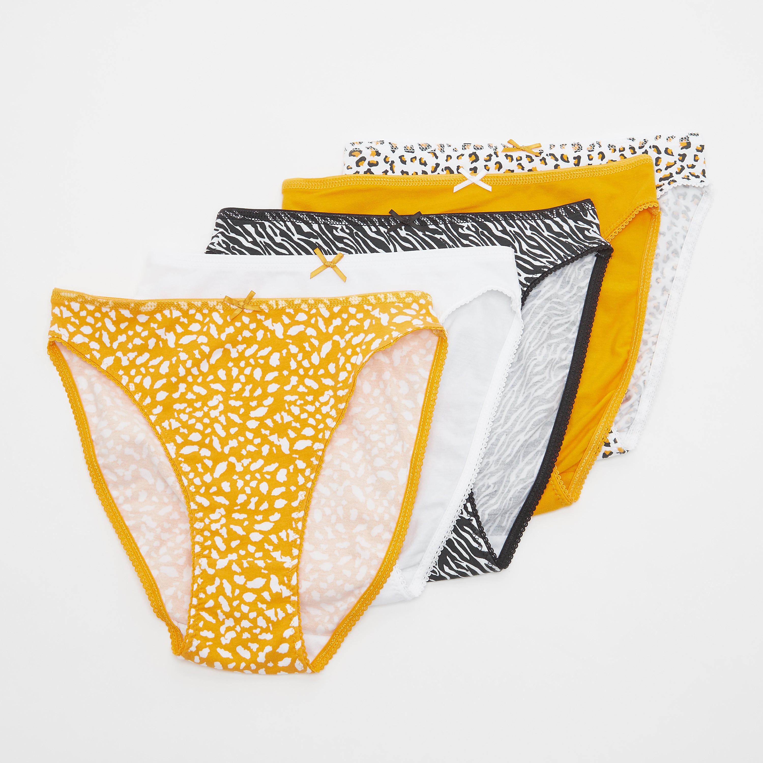 سراويل داخلية مرتفعة متنوعة بتفاصيل دانتيل - طقم من 5 قطع-women-clothing-lingerie-panties-image-1