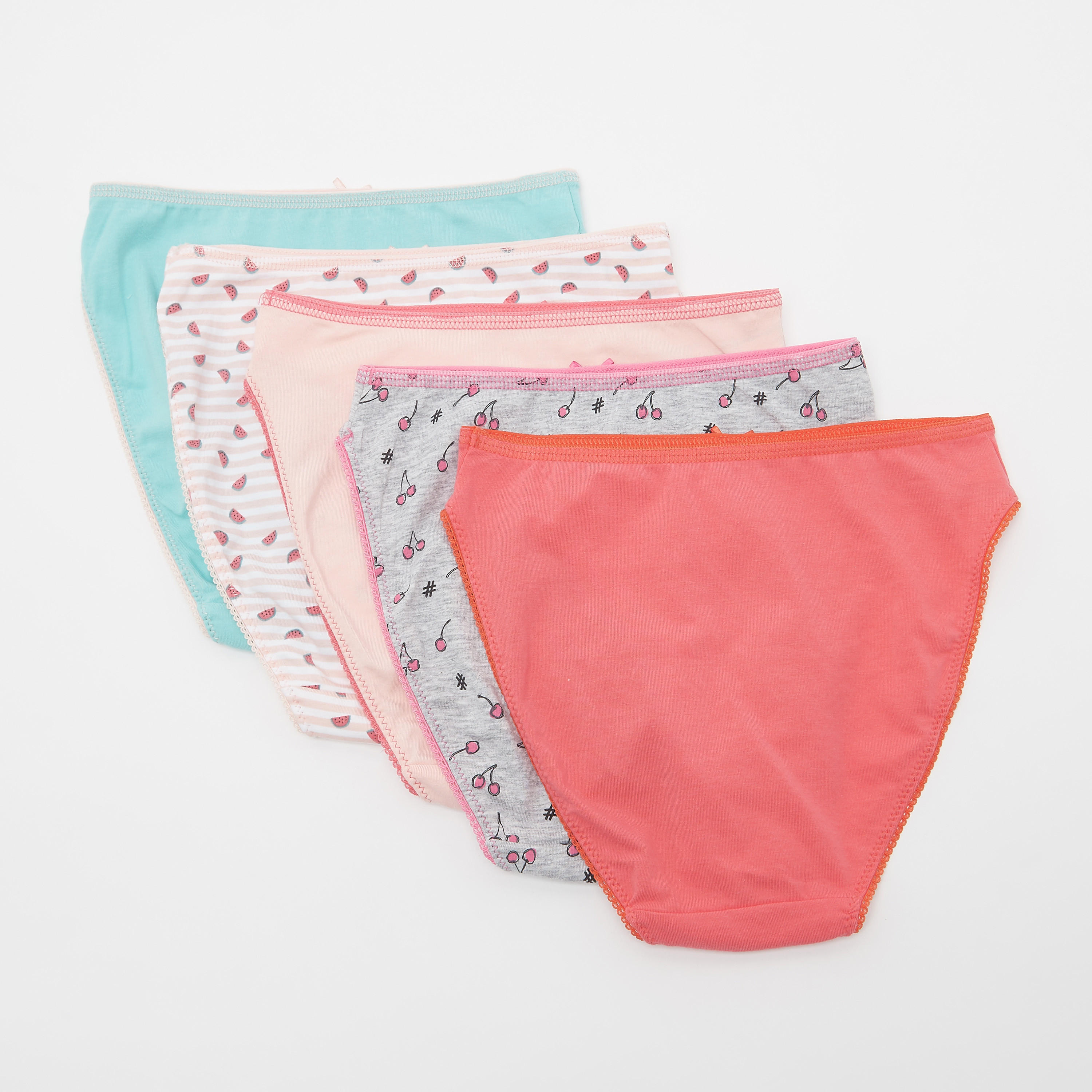 سراويل داخلية مرتفعة متنوعة بتفاصيل دانتيل - طقم من 5 قطع-women-clothing-lingerie-panties-image-2