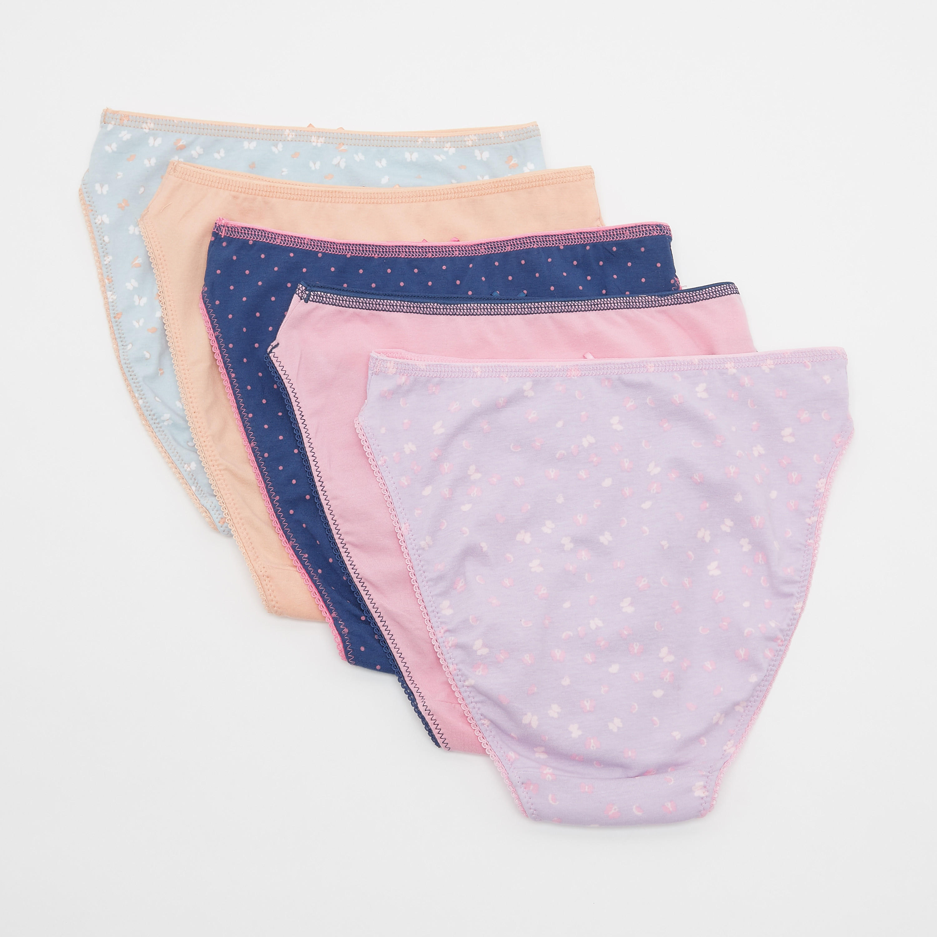 سراويل داخلية مرتفعة متنوعة بتفاصيل دانتيل - طقم من 5 قطع-women-clothing-lingerie-panties-image-2