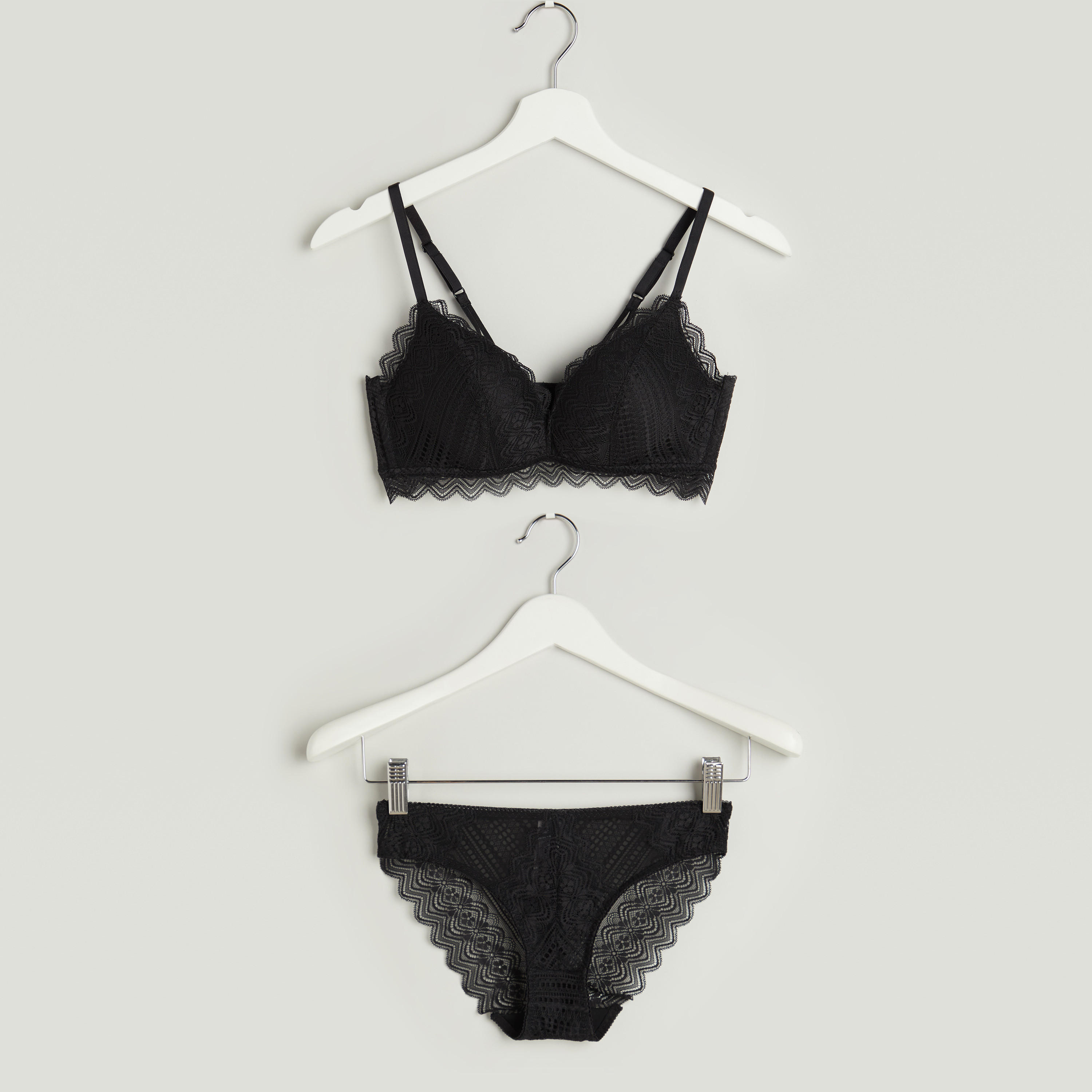 Set of 2 - Lace Padded Plunge Bra with Briefs-women-clothing-lingerie-lingeriesets-image-1