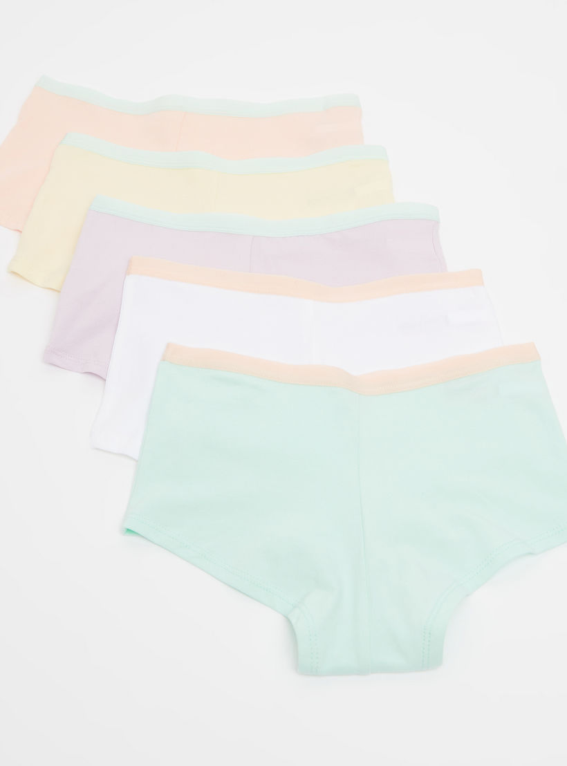 سراويل داخلية بوي شورت متنوعة بخصر مطاطي - طقم من 5 قطع-women-clothing-lingerie-panties-image-3