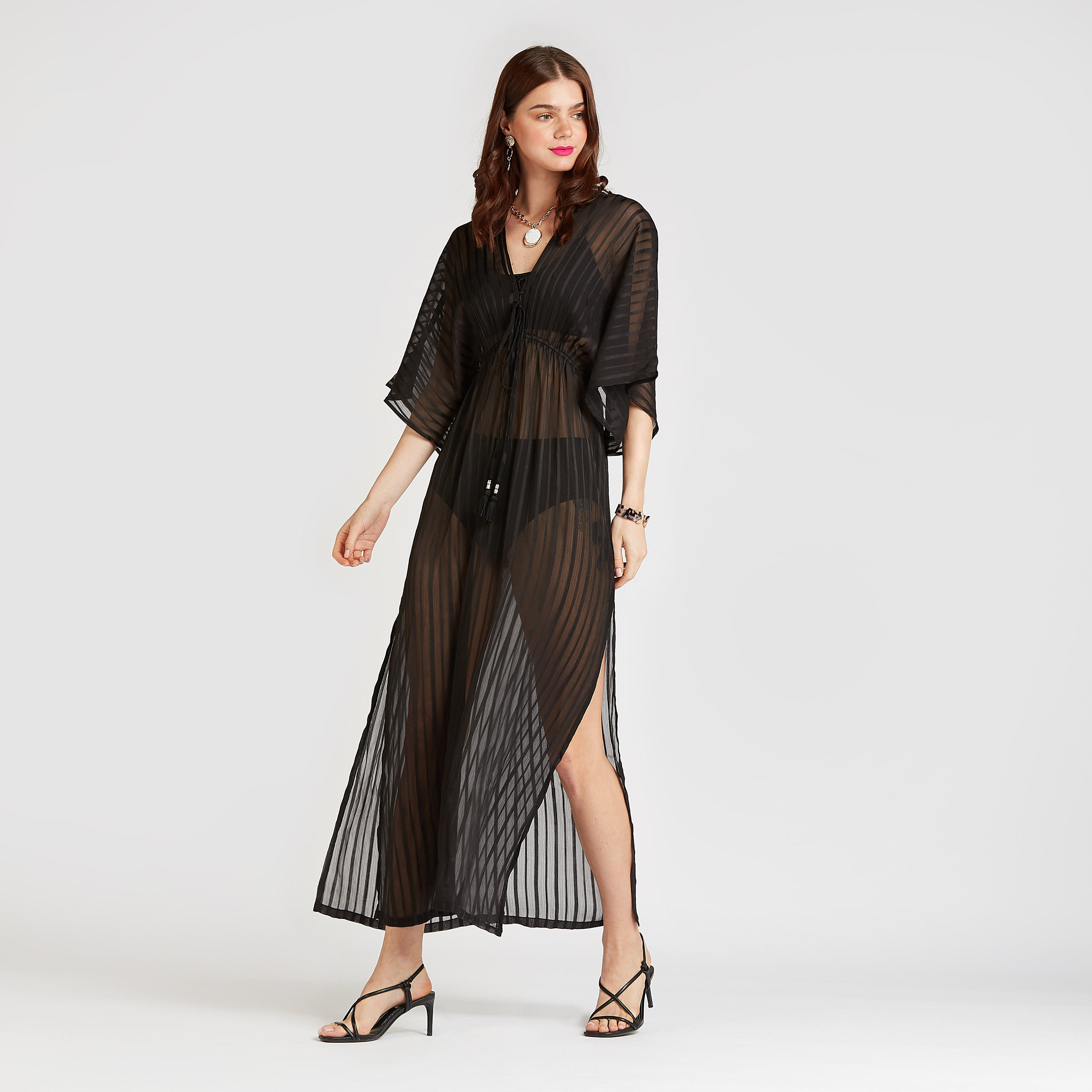 فستان ماكسي مخطط مع فتحة جانبية وأربطة-women-clothing-swimandbeach-beachwear-image-5