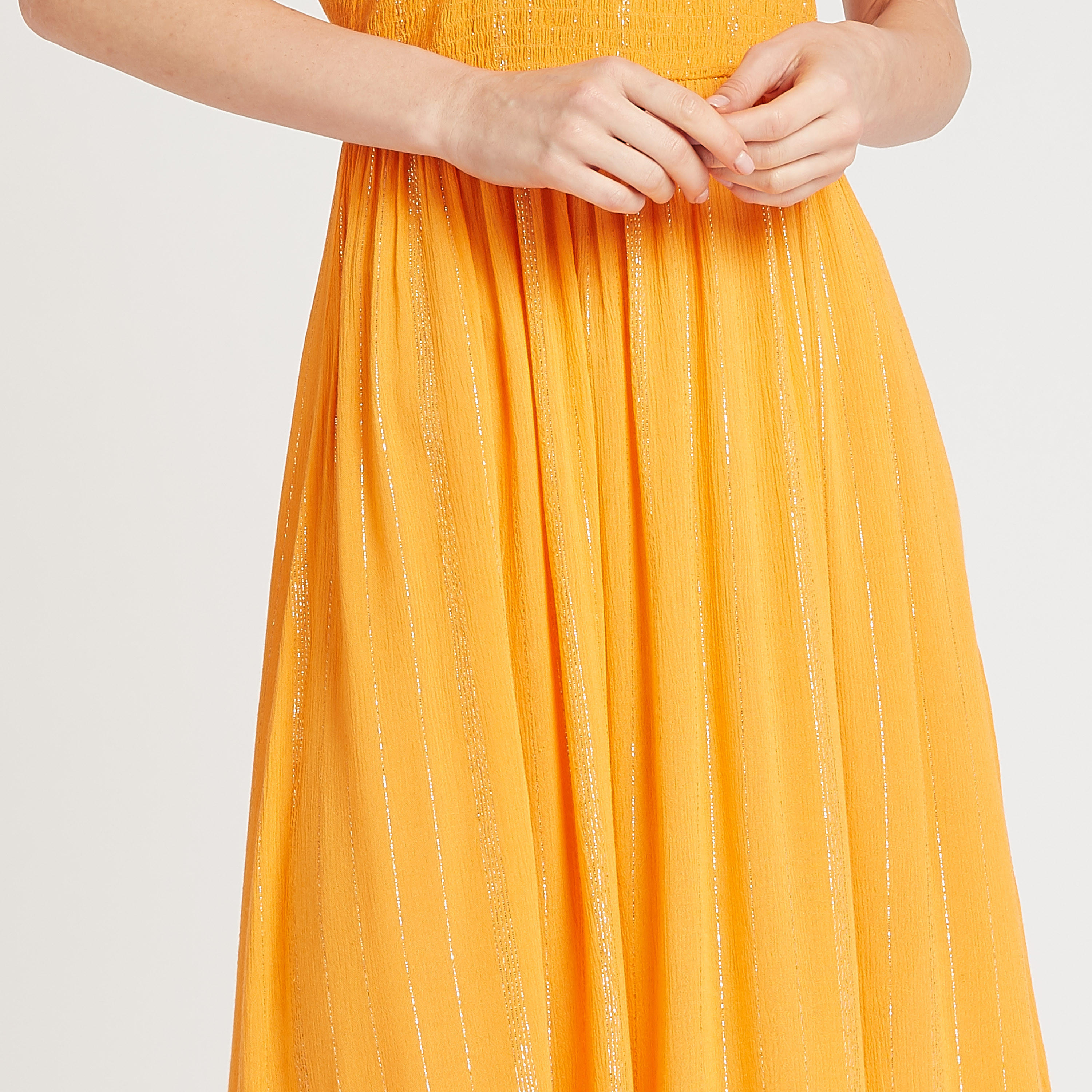 Textured Midi Dress with Spaghetti Straps and Smocking Detail-women-clothing-swimandbeach-beachwear-image-5