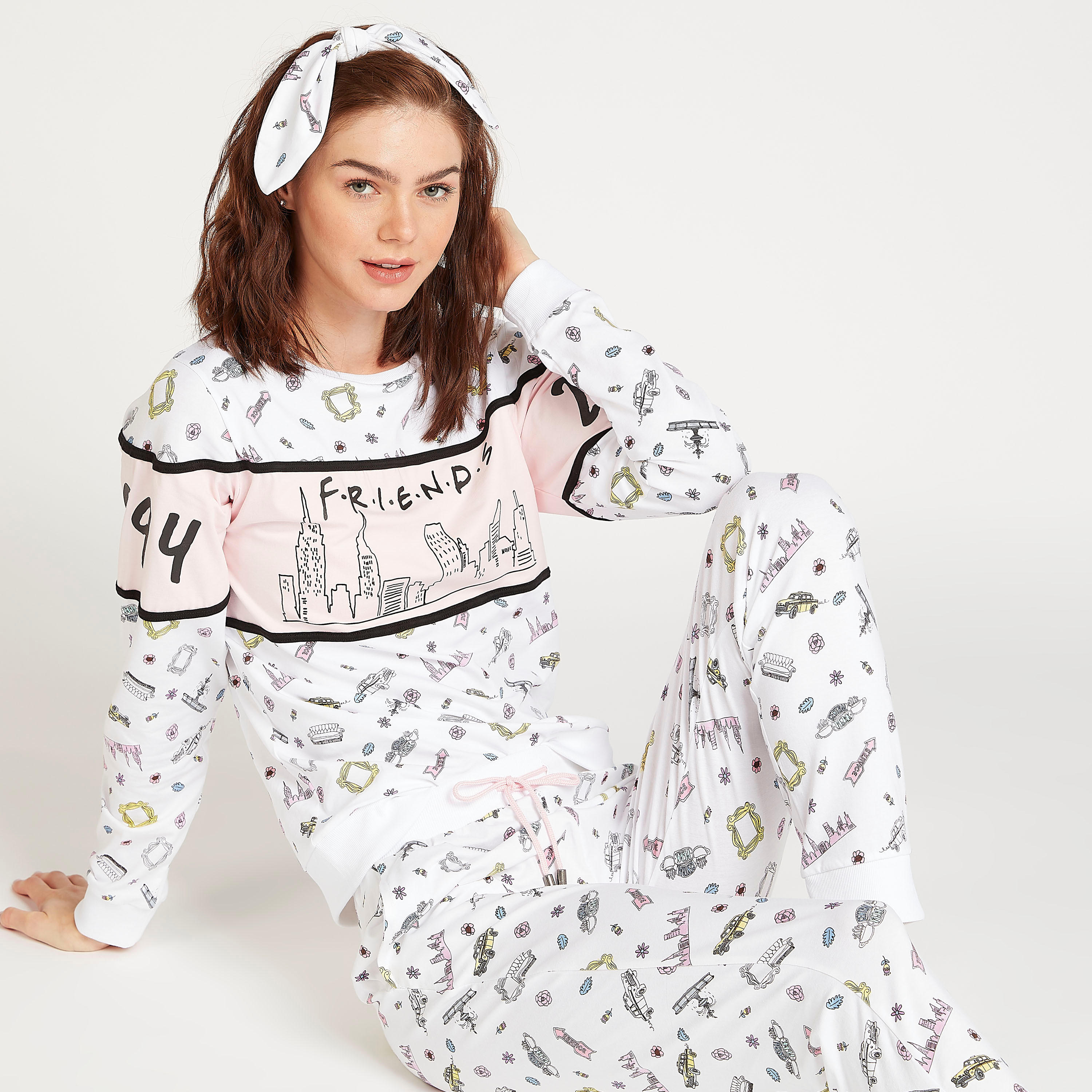 Sustainable Typographic Print T-shirt and Pyjama Set-women-clothing-nightwear-pyjamas-longsets-image-2