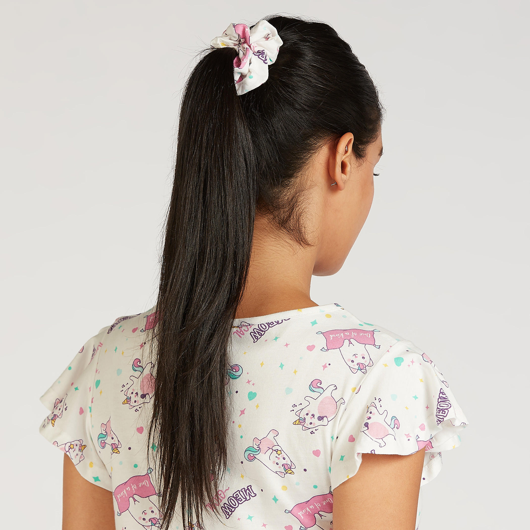 فستان نوم بياقة ضيّقة وأكمام كاب بطبعات- طقم من قطعتين-women-clothing-nightwear-nighties-image-6