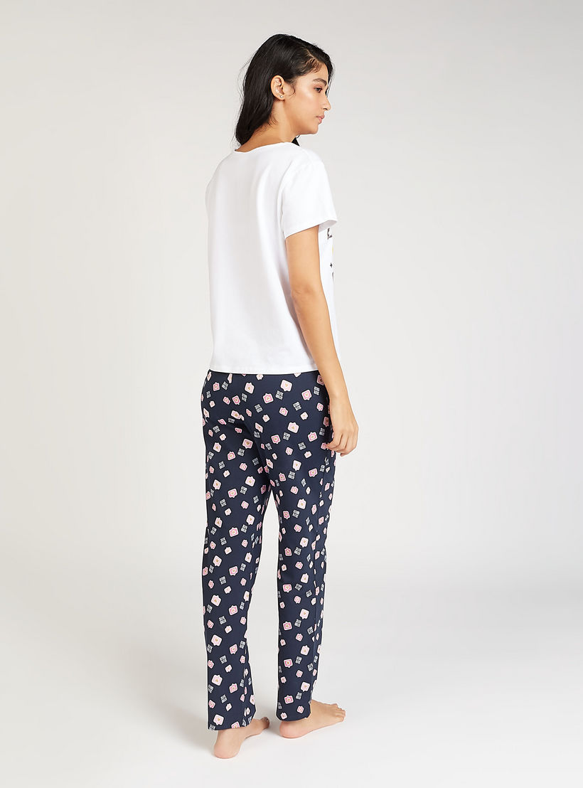 طقم ملابس نوم 3 قطع بطبعات-women-clothing-nightwear-pyjamas-longsets-image-3