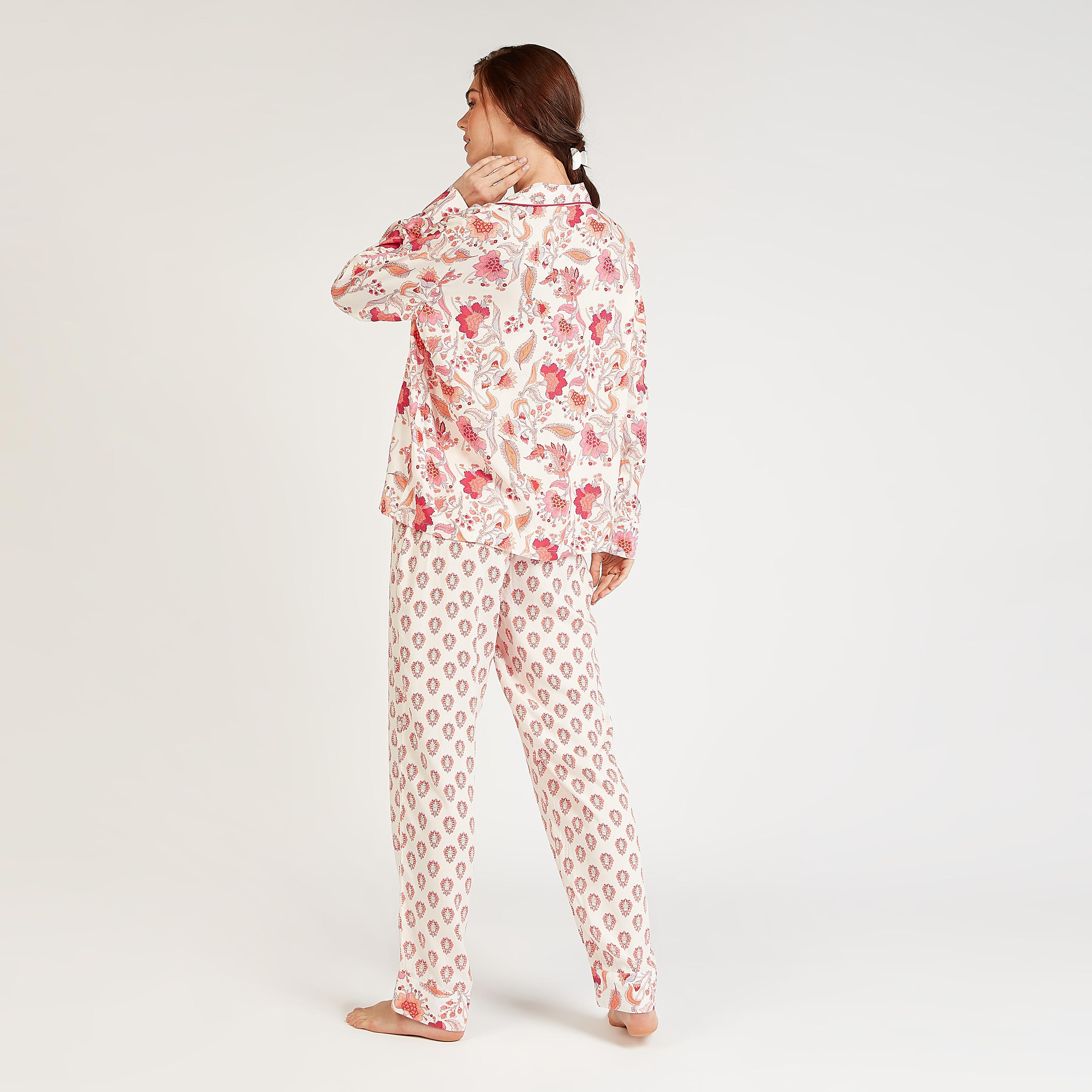 Printed Long Sleeves Sleepshirt with Full Length Pyjama Set-women-clothing-nightwear-pyjamas-longsets-image-4
