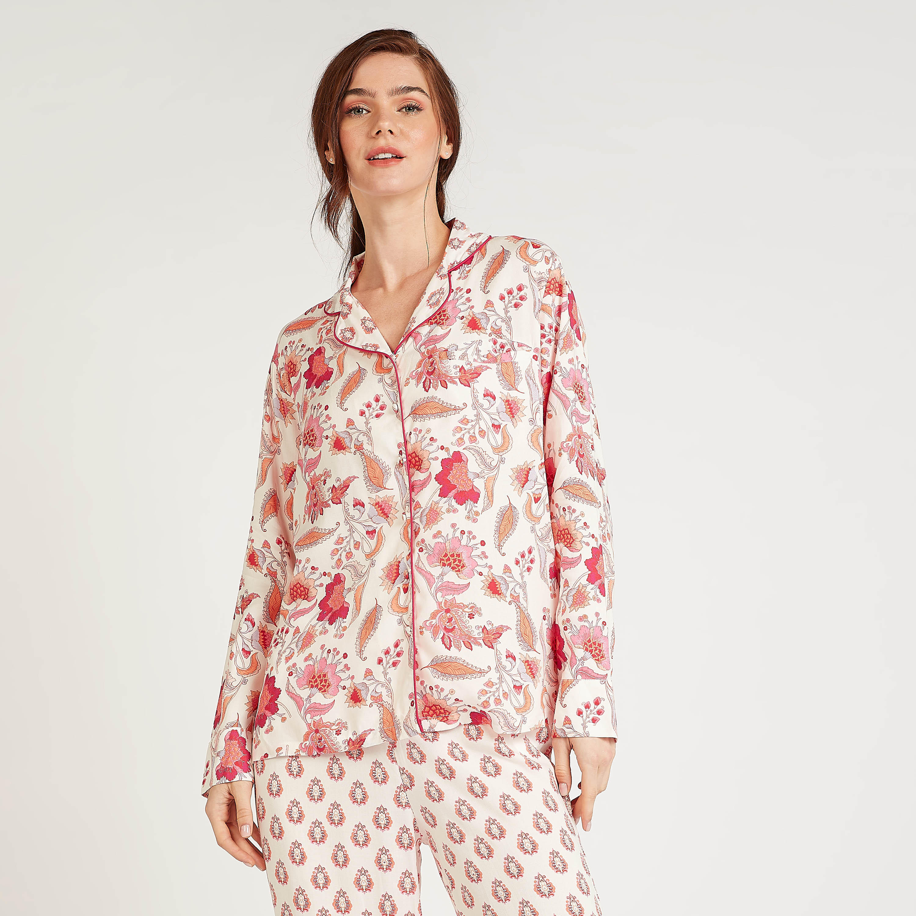 Printed Long Sleeves Sleepshirt with Full Length Pyjama Set-women-clothing-nightwear-pyjamas-longsets-image-5