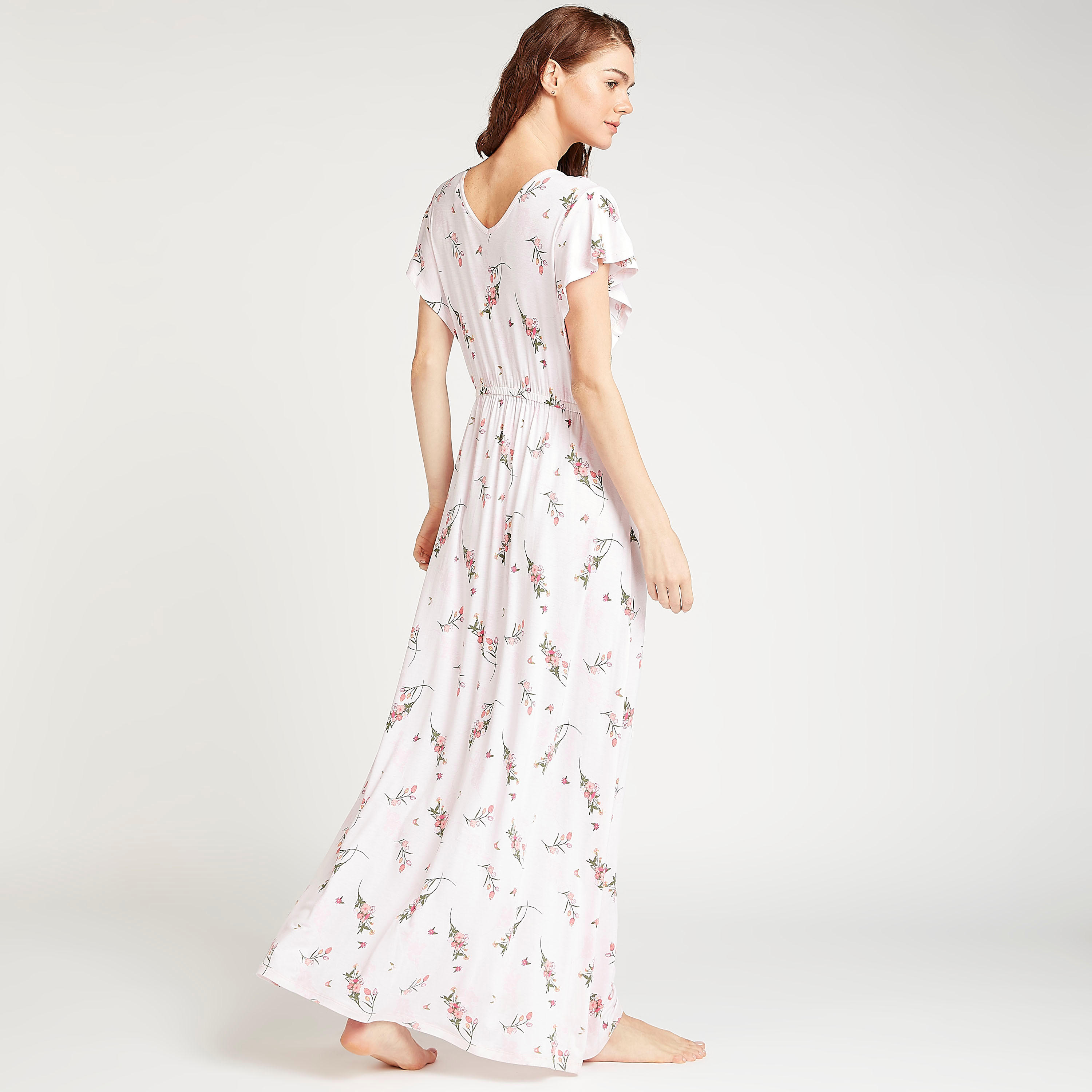 فستان نوم طويل بطبعات أزهار وأكمام قصيرة-women-clothing-nightwear-nighties-image-3
