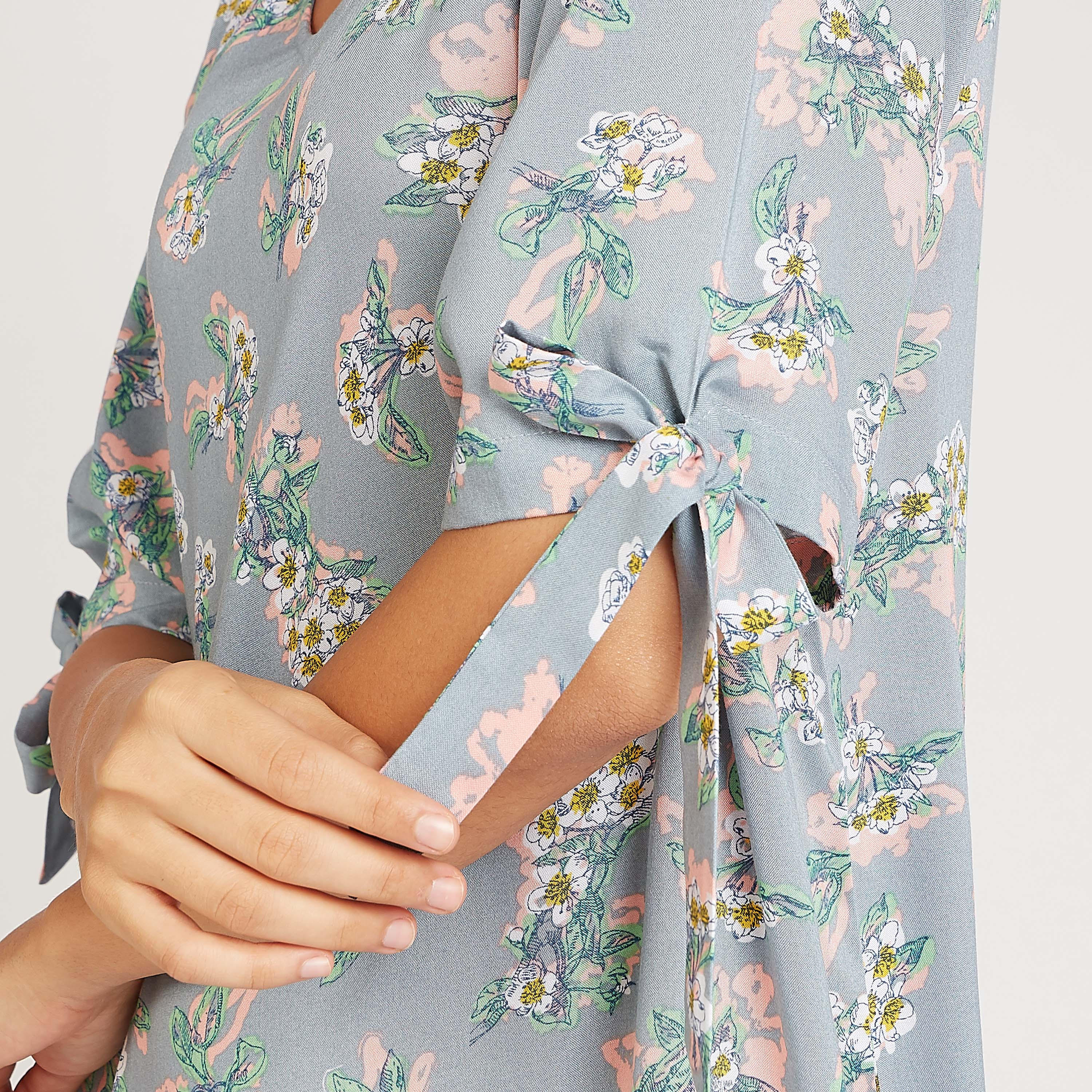 طقم مستدام فساتين نوم بطبعات وأكمام قصيرة - قطعتين-women-clothing-nightwear-nighties-image-7