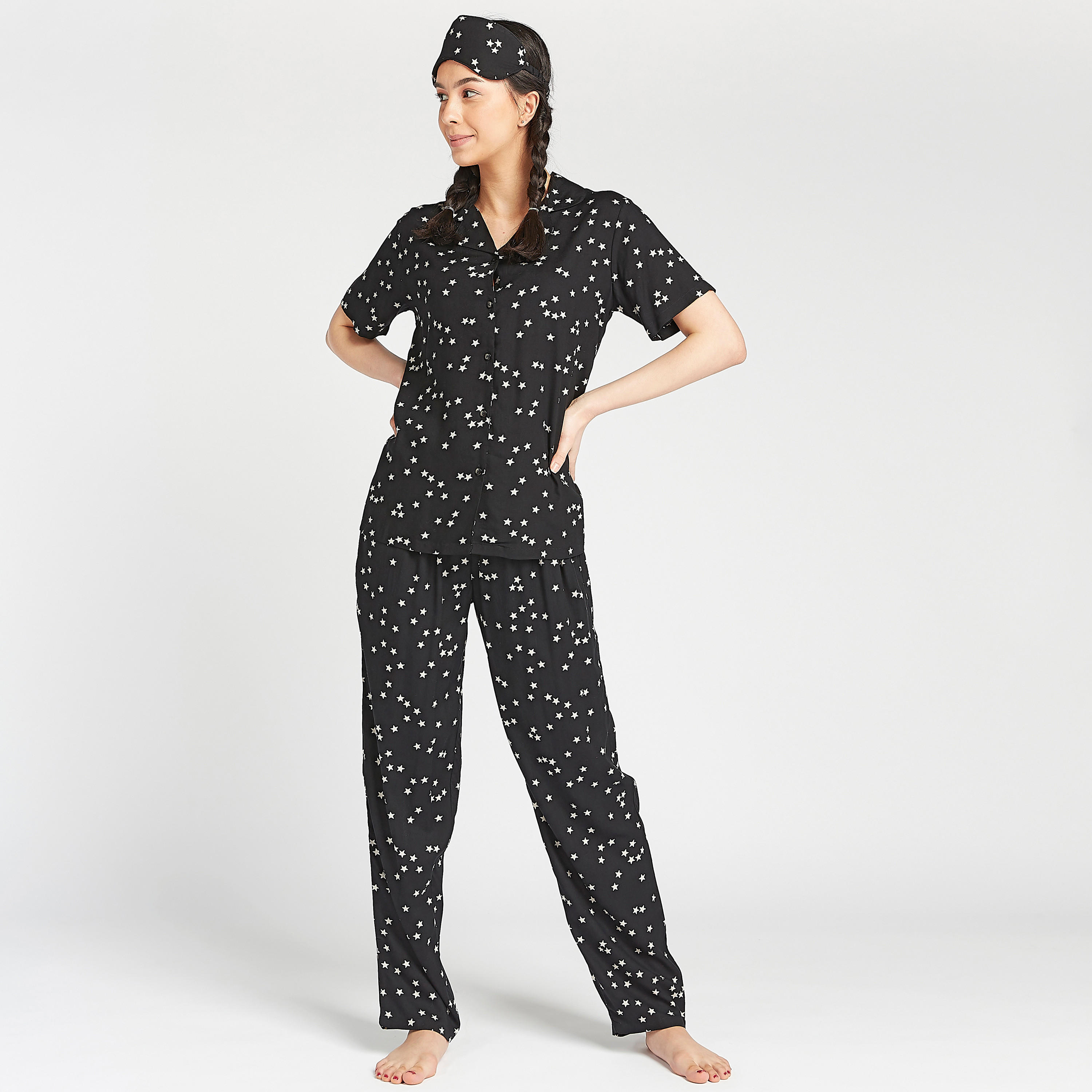 طقم ملابس نوم 3 قطع بطبعات-women-clothing-nightwear-pyjamas-longsets-image-1