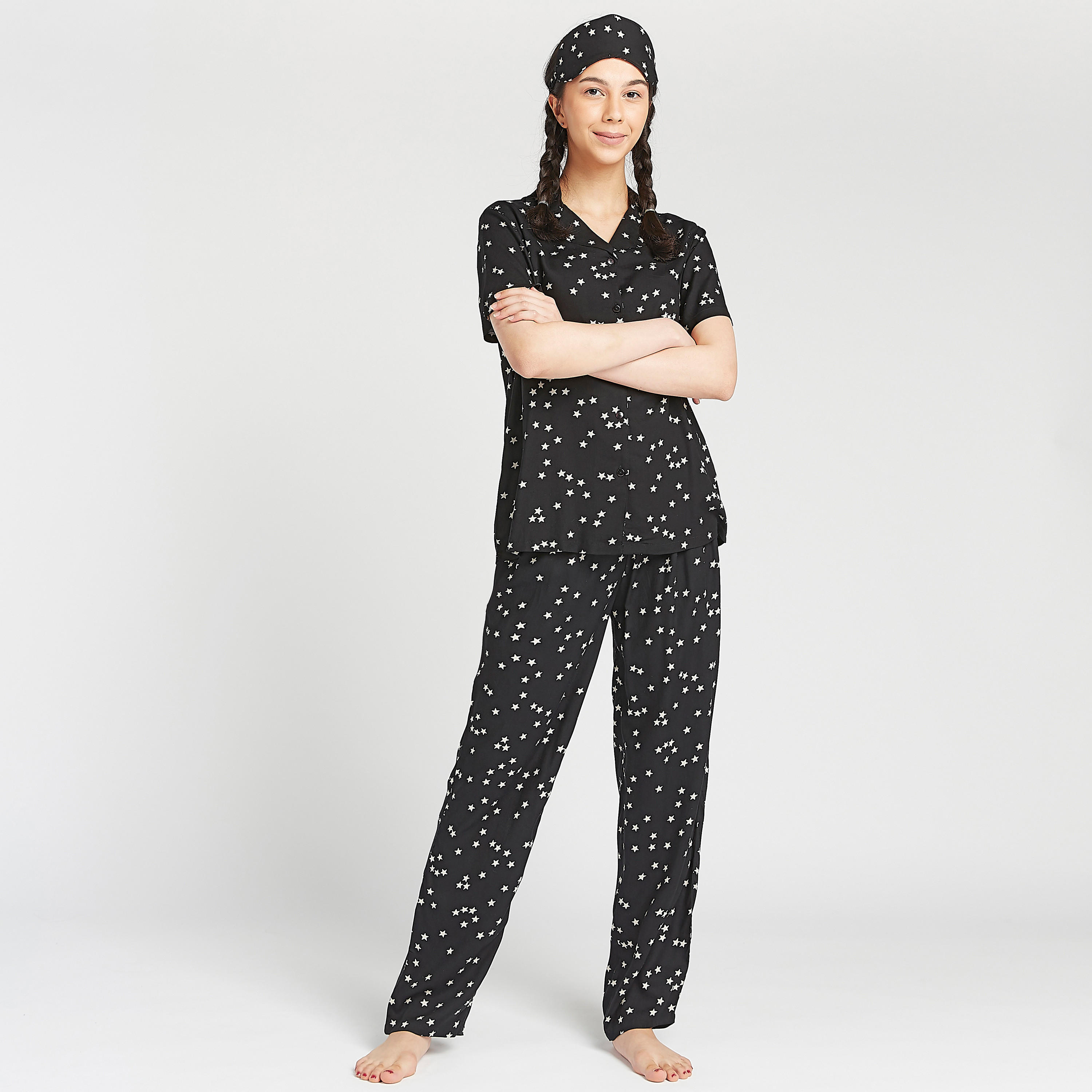 طقم ملابس نوم 3 قطع بطبعات-women-clothing-nightwear-pyjamas-longsets-image-6