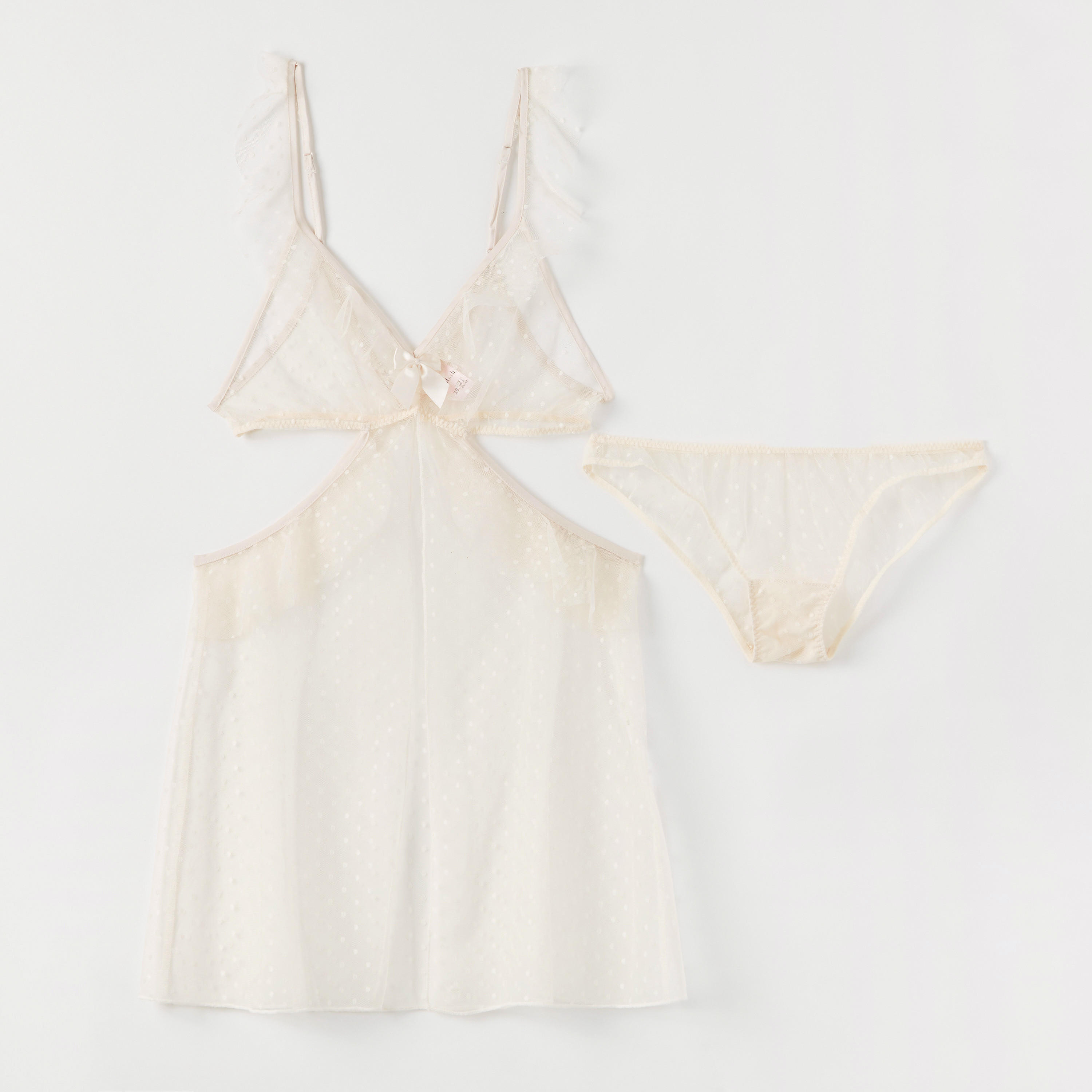 فستان بيبي دول بياقة V وتفاصيل دانتيل مع سروال-women-clothing-lingerie-lingeriesets-image-1