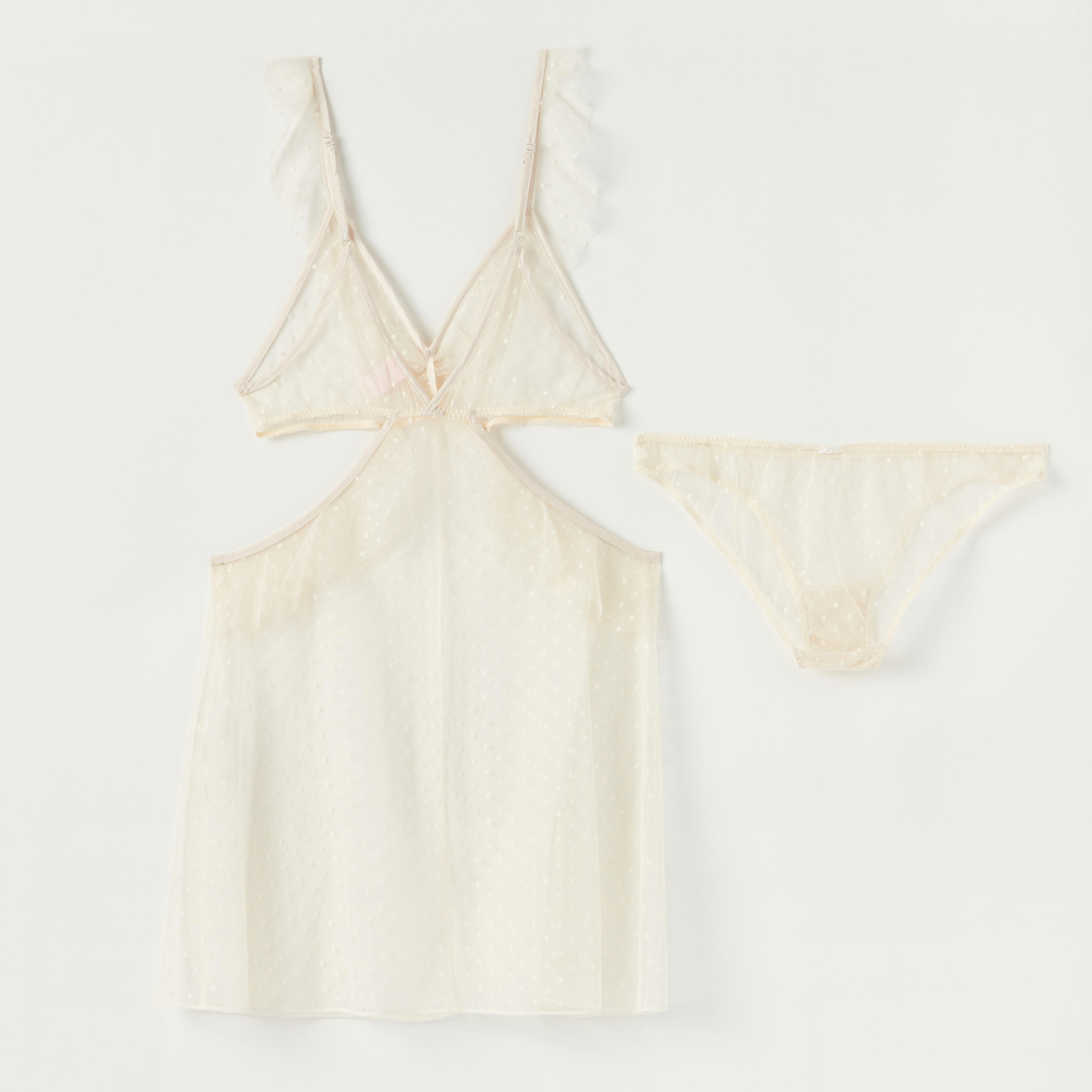 فستان بيبي دول بياقة V وتفاصيل دانتيل مع سروال-women-clothing-lingerie-lingeriesets-image-3
